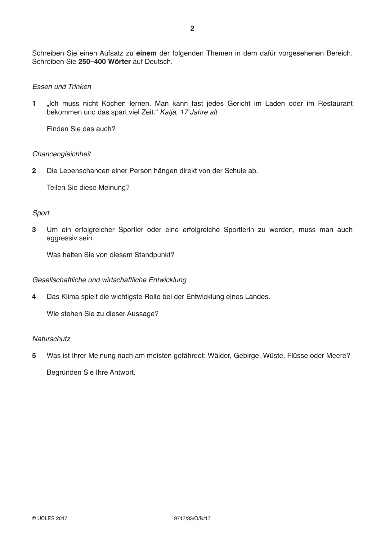 Cambridge A Level German (A Level only) 9717 2017 Oct/Nov Paper 3 · Variant 3 question paper, page 2 of 8