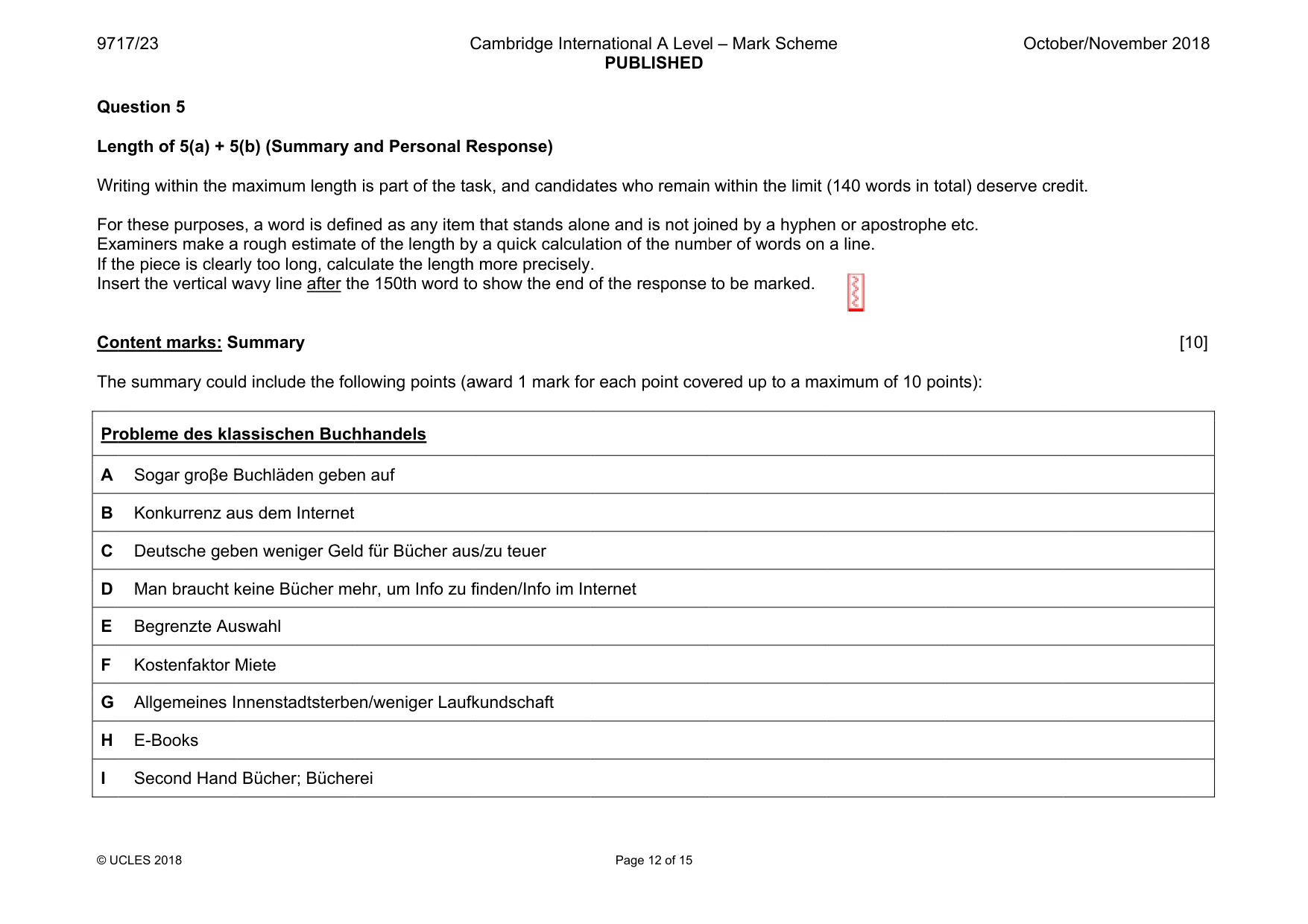 Mark scheme, page 12 of 15