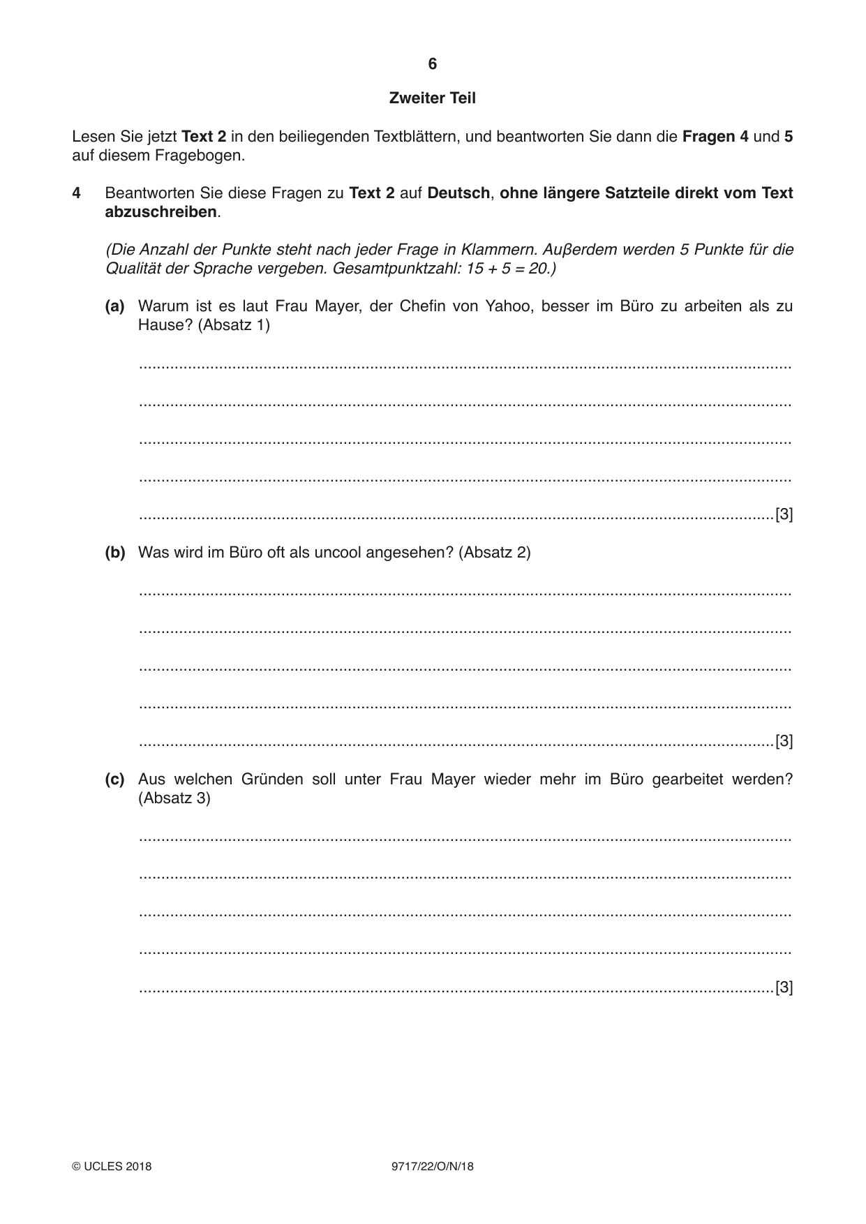 Cambridge A Level German (A Level only) 9717 2018 Oct/Nov Paper 2 · Variant 2 question paper, page 6 of 12