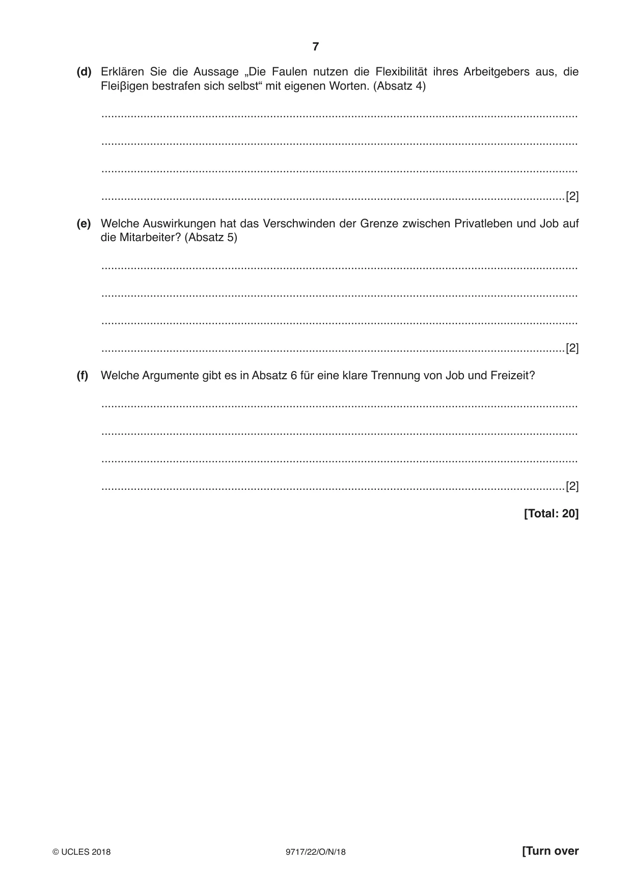 Cambridge A Level German (A Level only) 9717 2018 Oct/Nov Paper 2 · Variant 2 question paper, page 7 of 12
