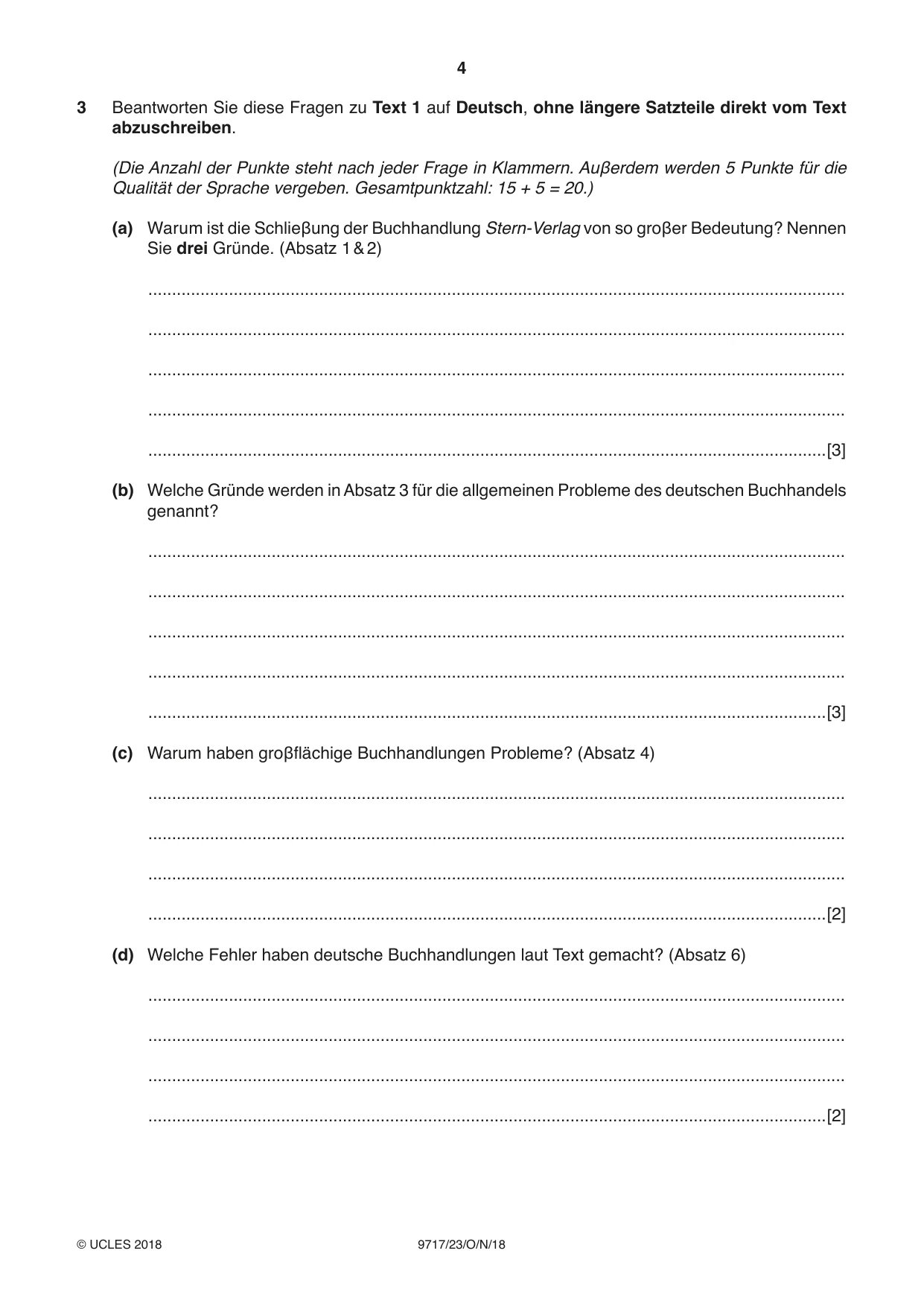 Cambridge A Level German (A Level only) 9717 2018 Oct/Nov Paper 2 · Variant 3 question paper, page 4 of 12