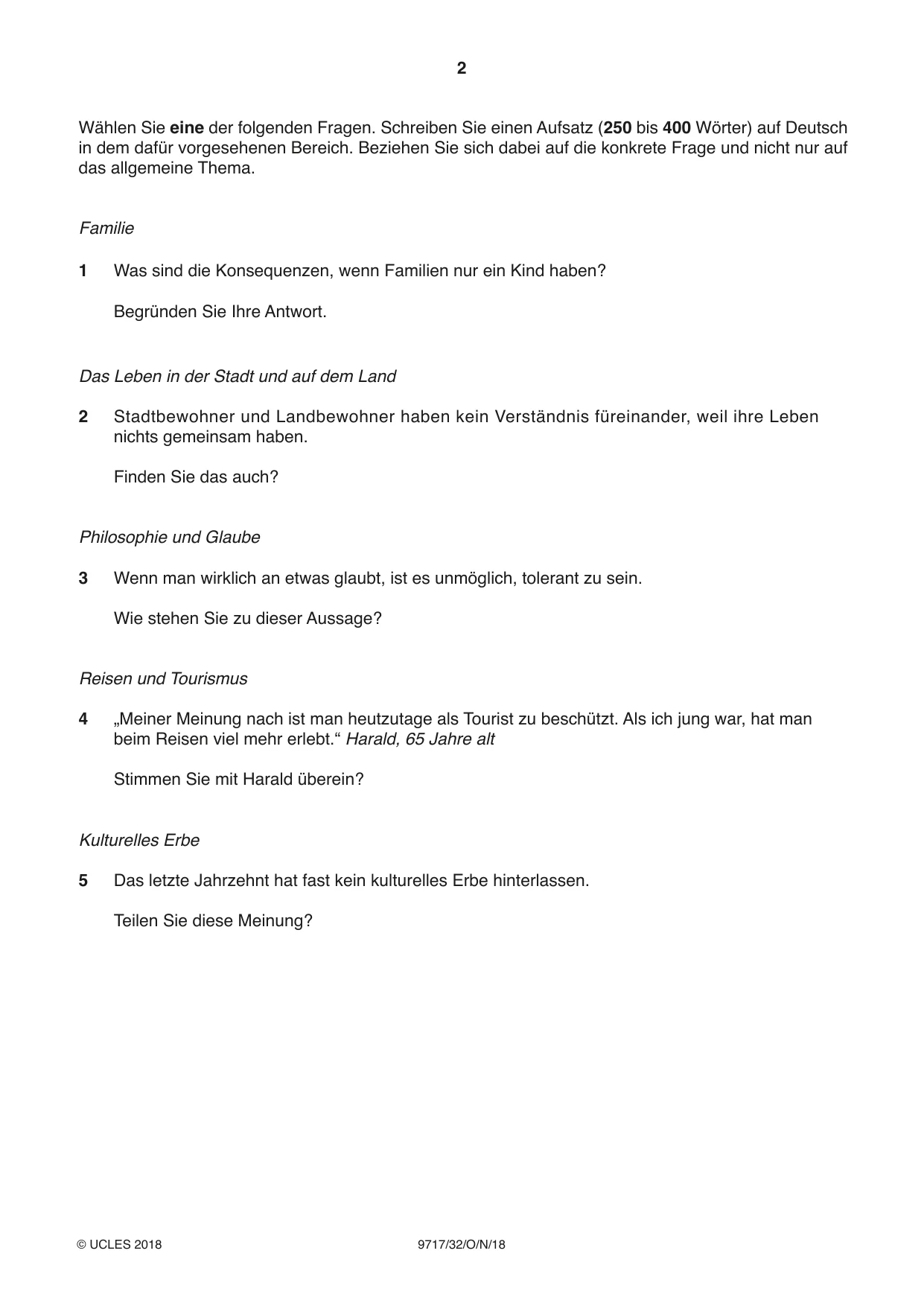 Cambridge A Level German (A Level only) 9717 2018 Oct/Nov Paper 3 · Variant 2 question paper, page 2 of 8