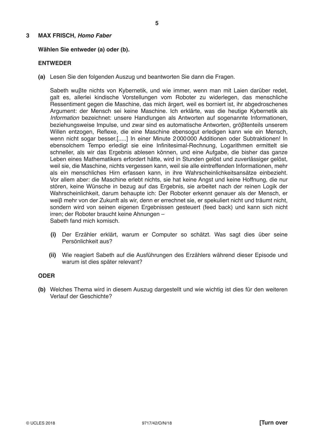 Cambridge A Level German (A Level only) 9717 2018 Oct/Nov Paper 4 · Variant 2 question paper, page 5 of 8
