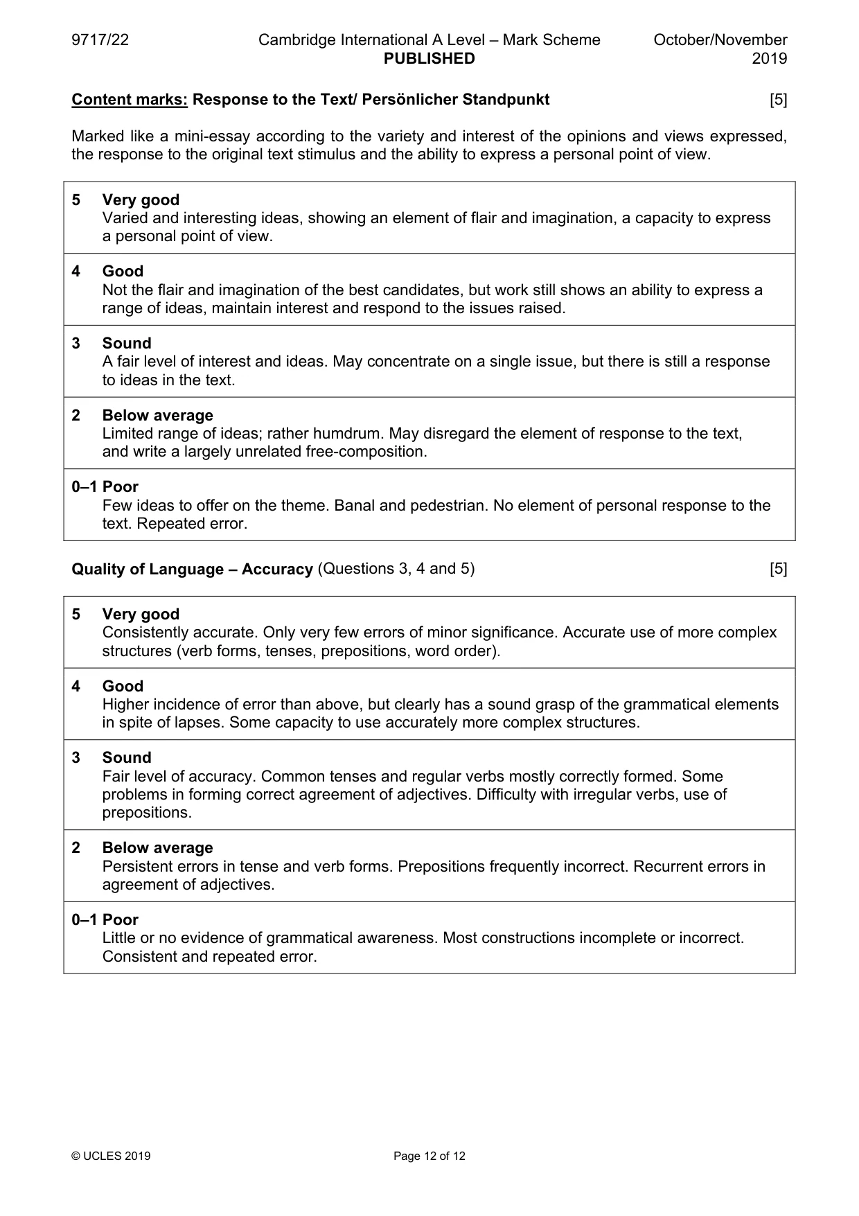 Mark scheme, page 12 of 12