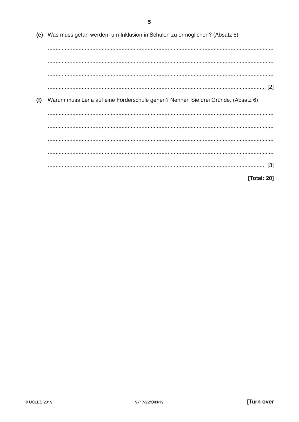 Cambridge A Level German (A Level only) 9717 2019 Oct/Nov Paper 2 · Variant 2 question paper, page 5 of 12