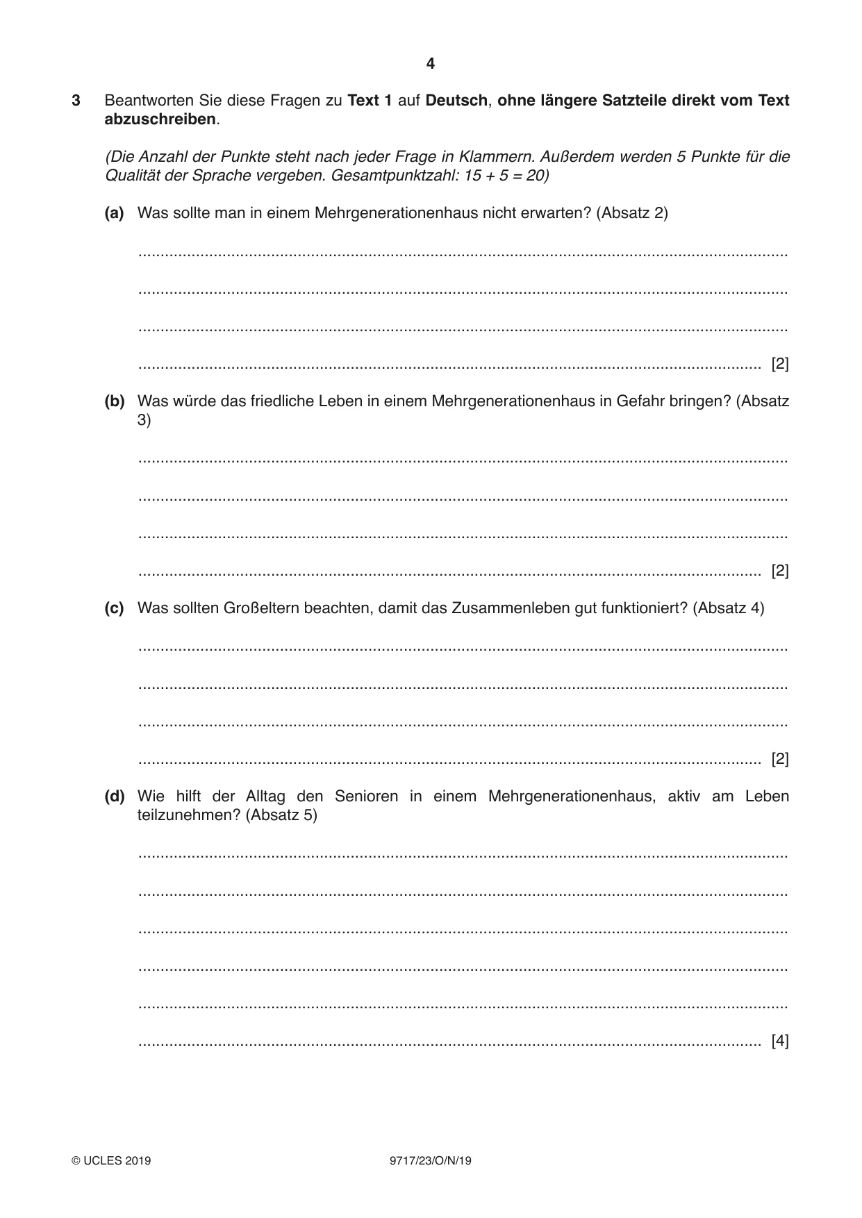 Cambridge A Level German (A Level only) 9717 2019 Oct/Nov Paper 2 · Variant 3 question paper, page 4 of 12