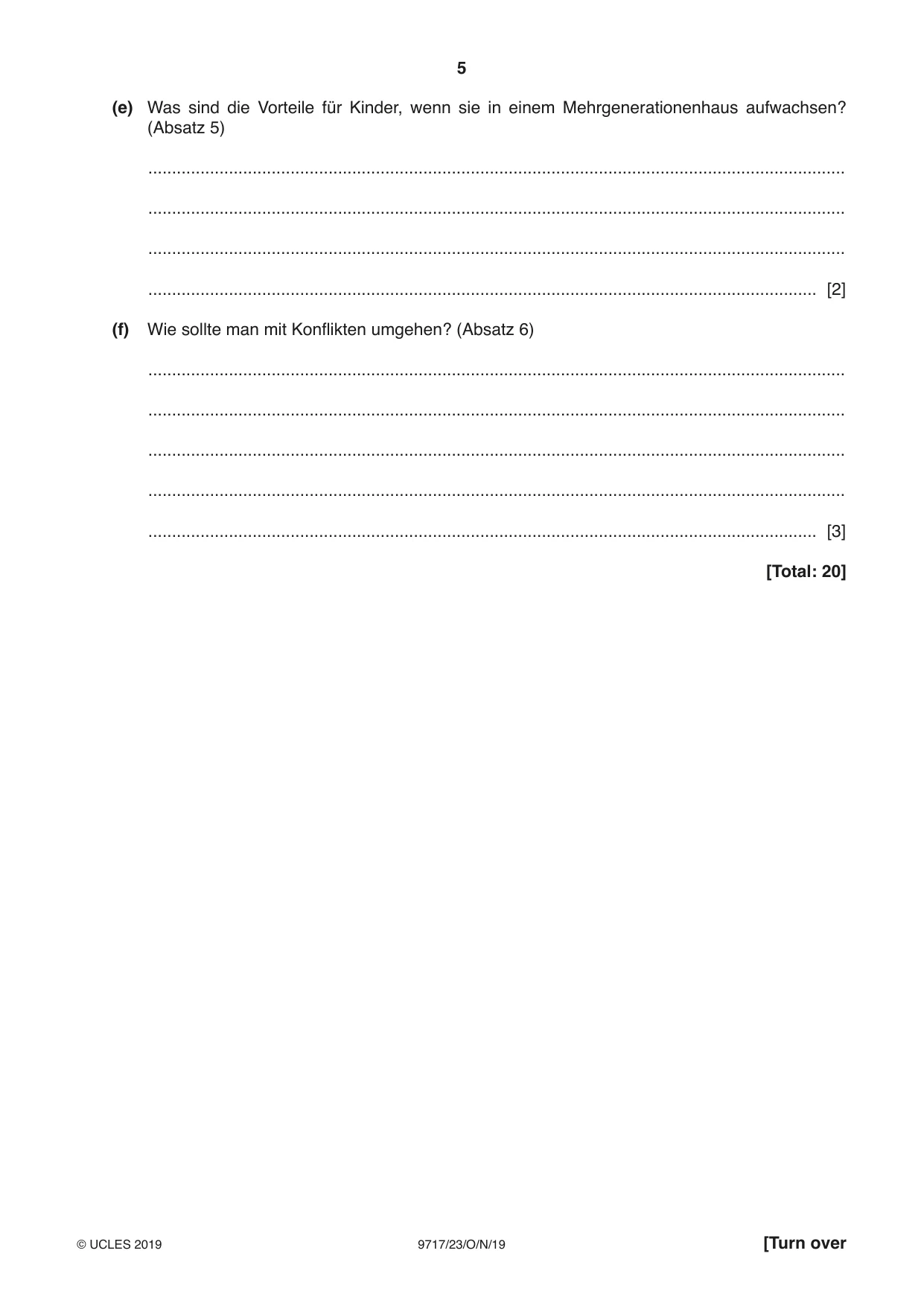Cambridge A Level German (A Level only) 9717 2019 Oct/Nov Paper 2 · Variant 3 question paper, page 5 of 12