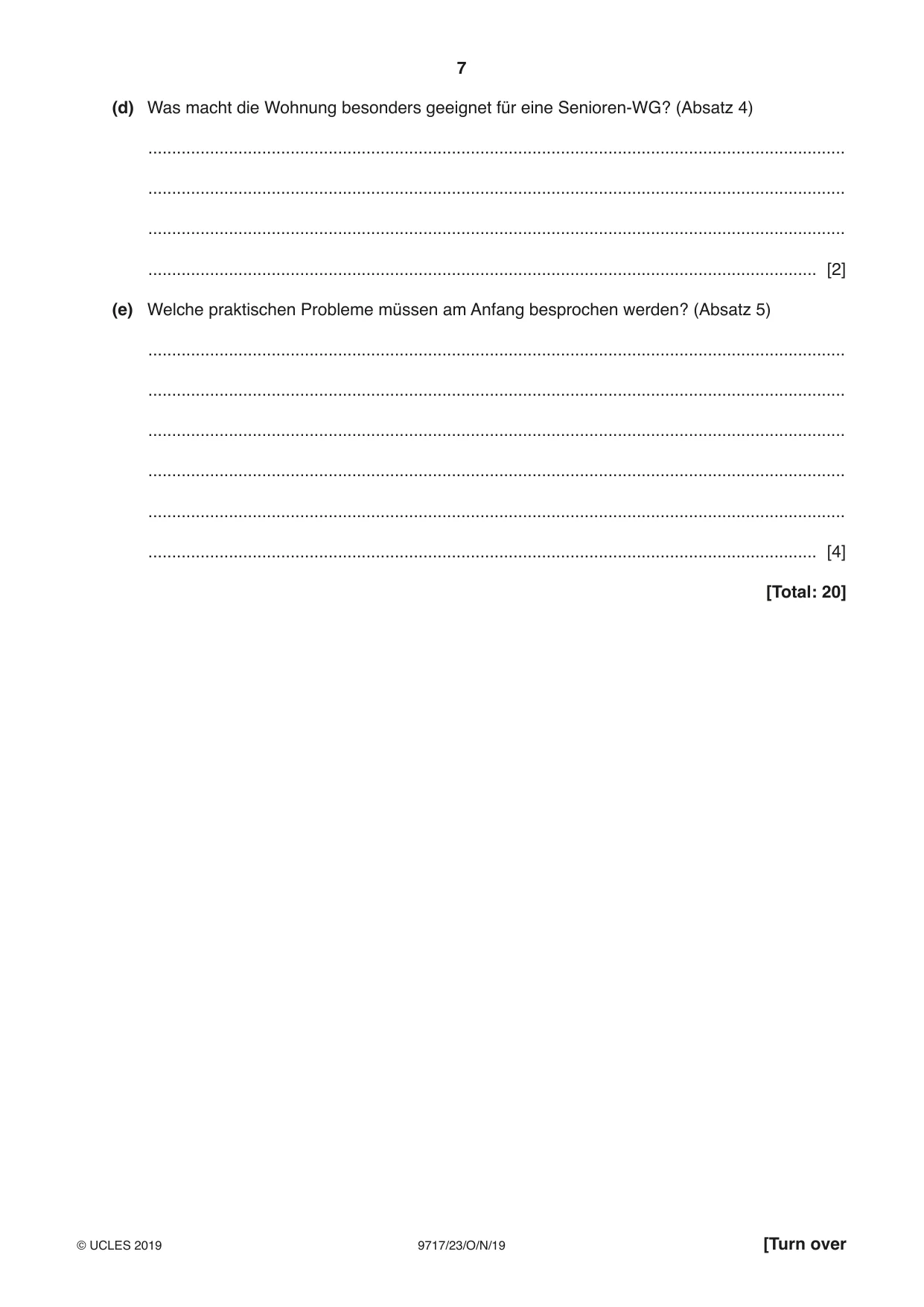 Cambridge A Level German (A Level only) 9717 2019 Oct/Nov Paper 2 · Variant 3 question paper, page 7 of 12