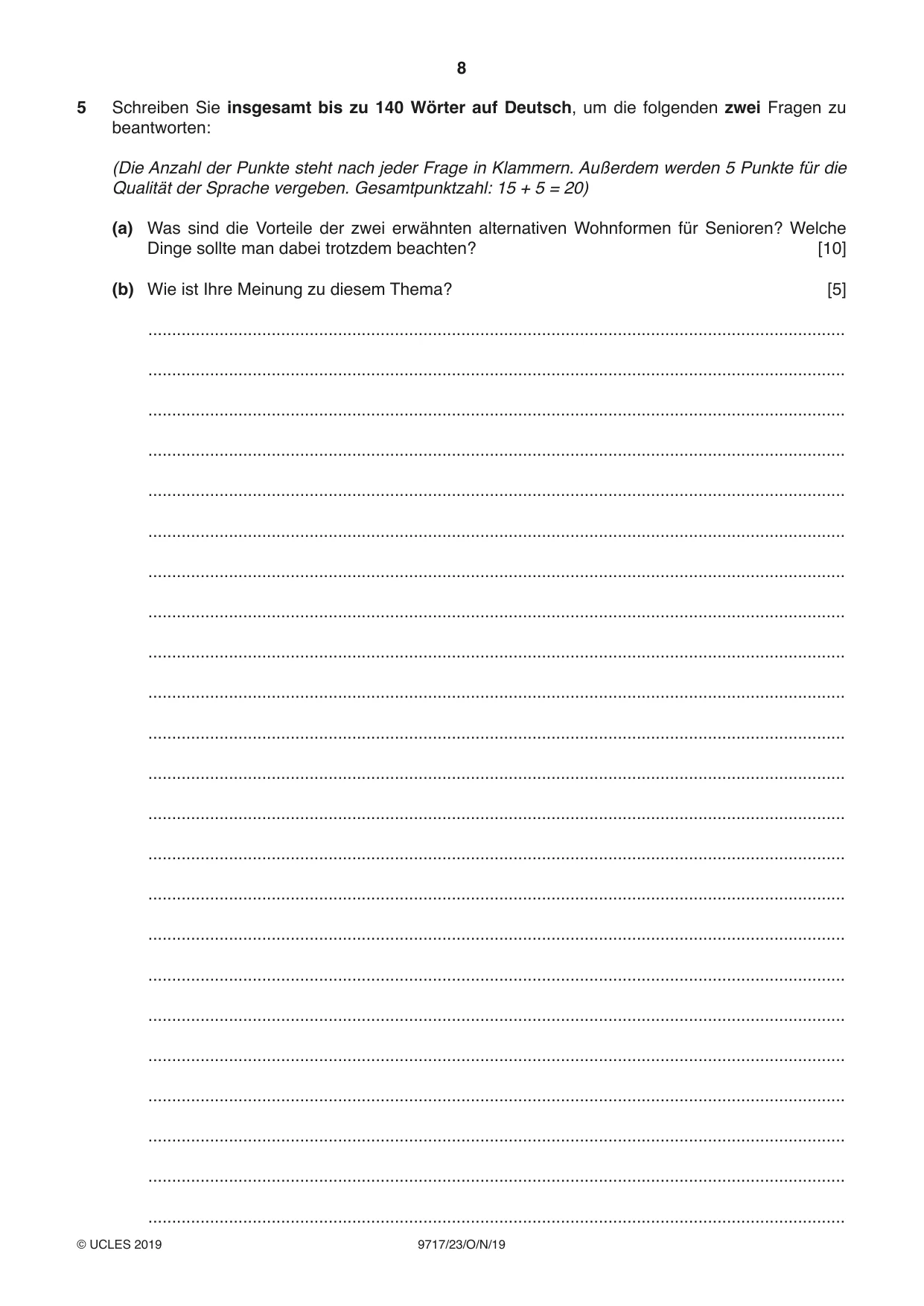 Cambridge A Level German (A Level only) 9717 2019 Oct/Nov Paper 2 · Variant 3 question paper, page 8 of 12