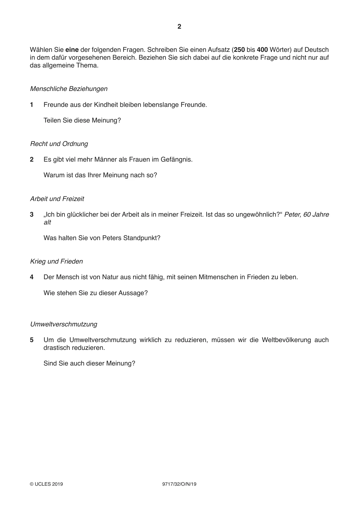 Cambridge A Level German (A Level only) 9717 2019 Oct/Nov Paper 3 · Variant 2 question paper, page 2 of 8