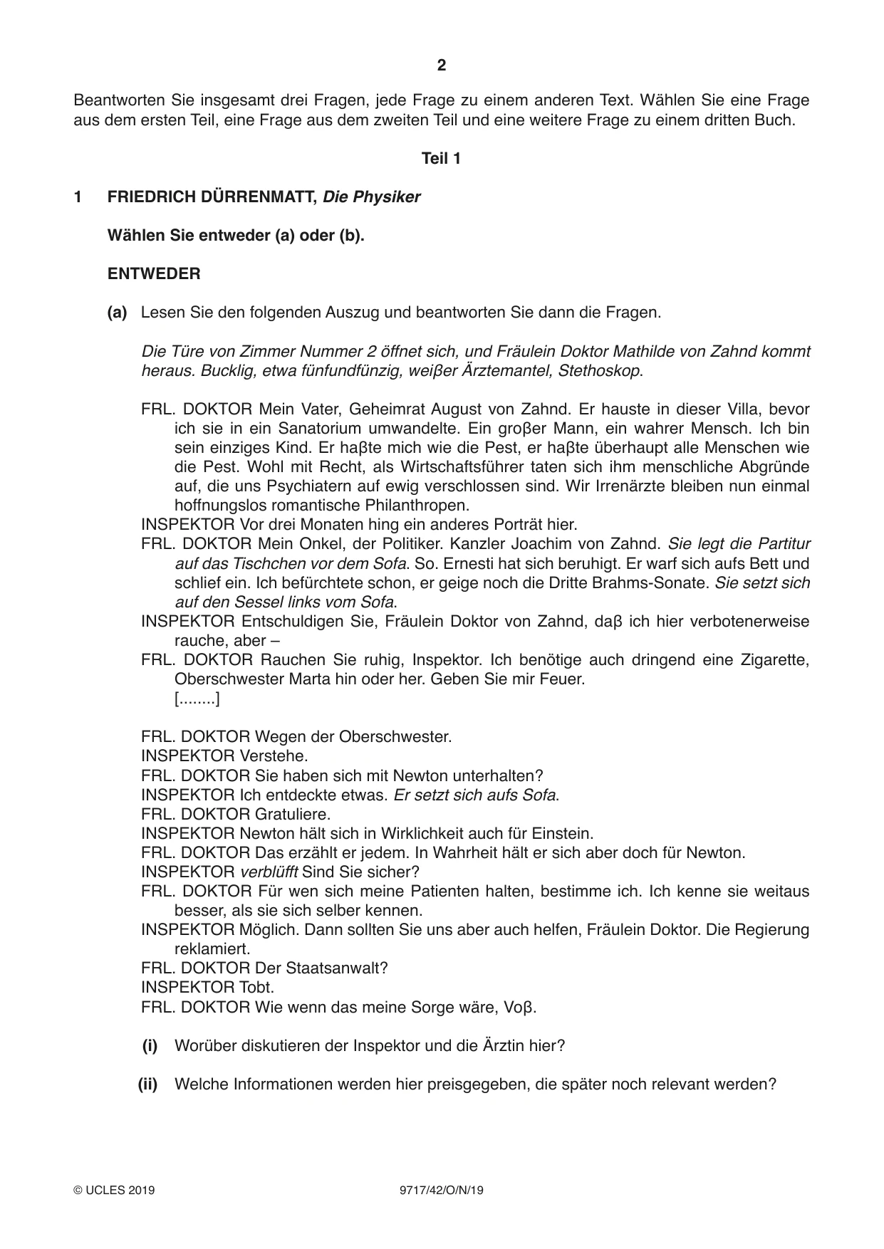 Cambridge A Level German (A Level only) 9717 2019 Oct/Nov Paper 4 · Variant 2 question paper, page 2 of 8