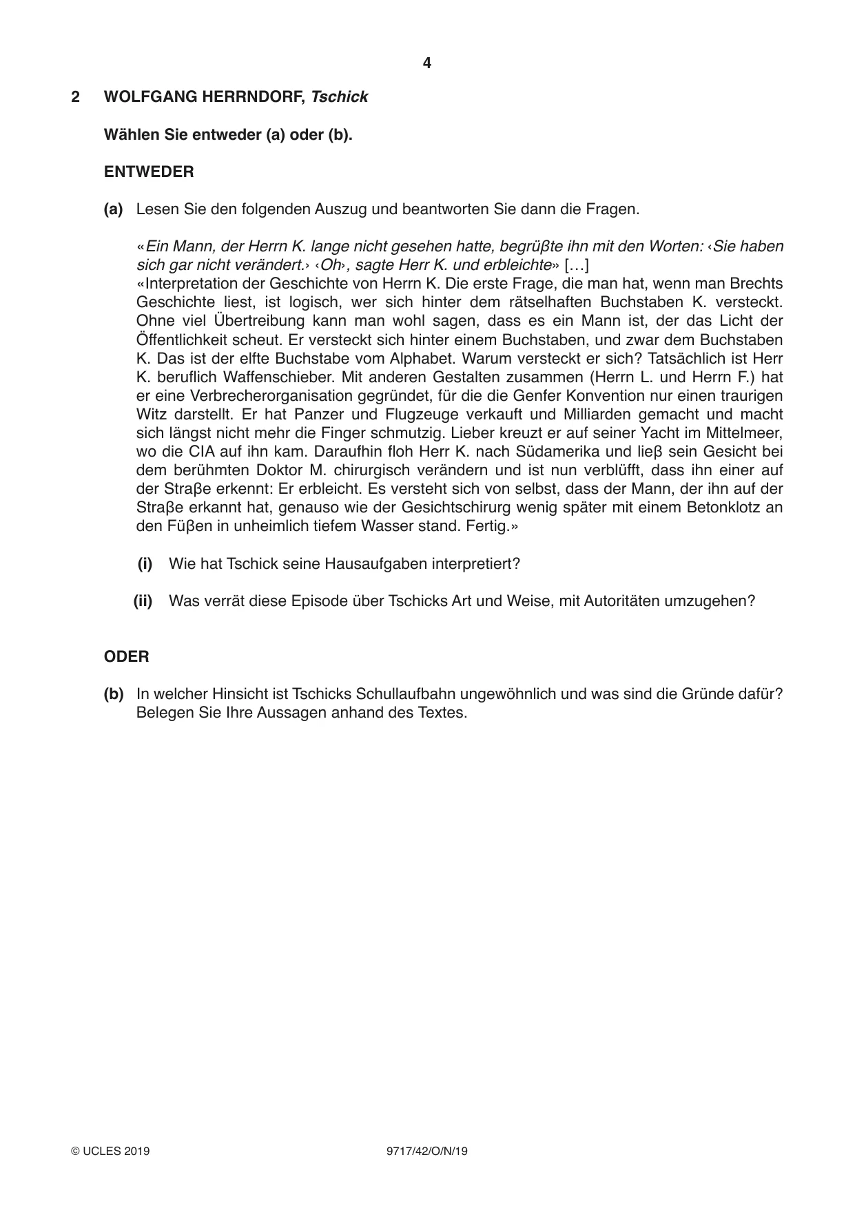 Cambridge A Level German (A Level only) 9717 2019 Oct/Nov Paper 4 · Variant 2 question paper, page 4 of 8