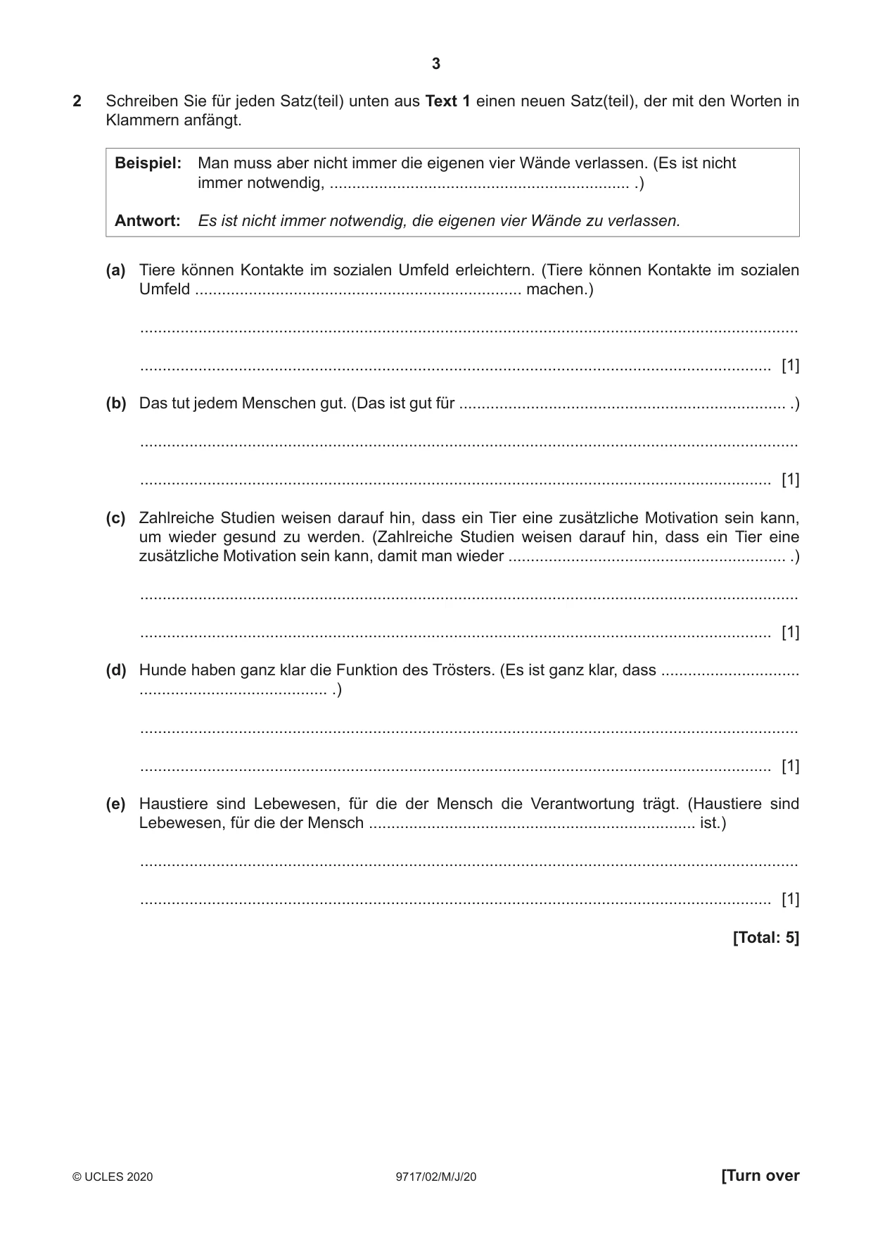 Cambridge A Level German (A Level only) 9717 2020 May/June Paper 2 · Variant 0 question paper, page 3 of 12