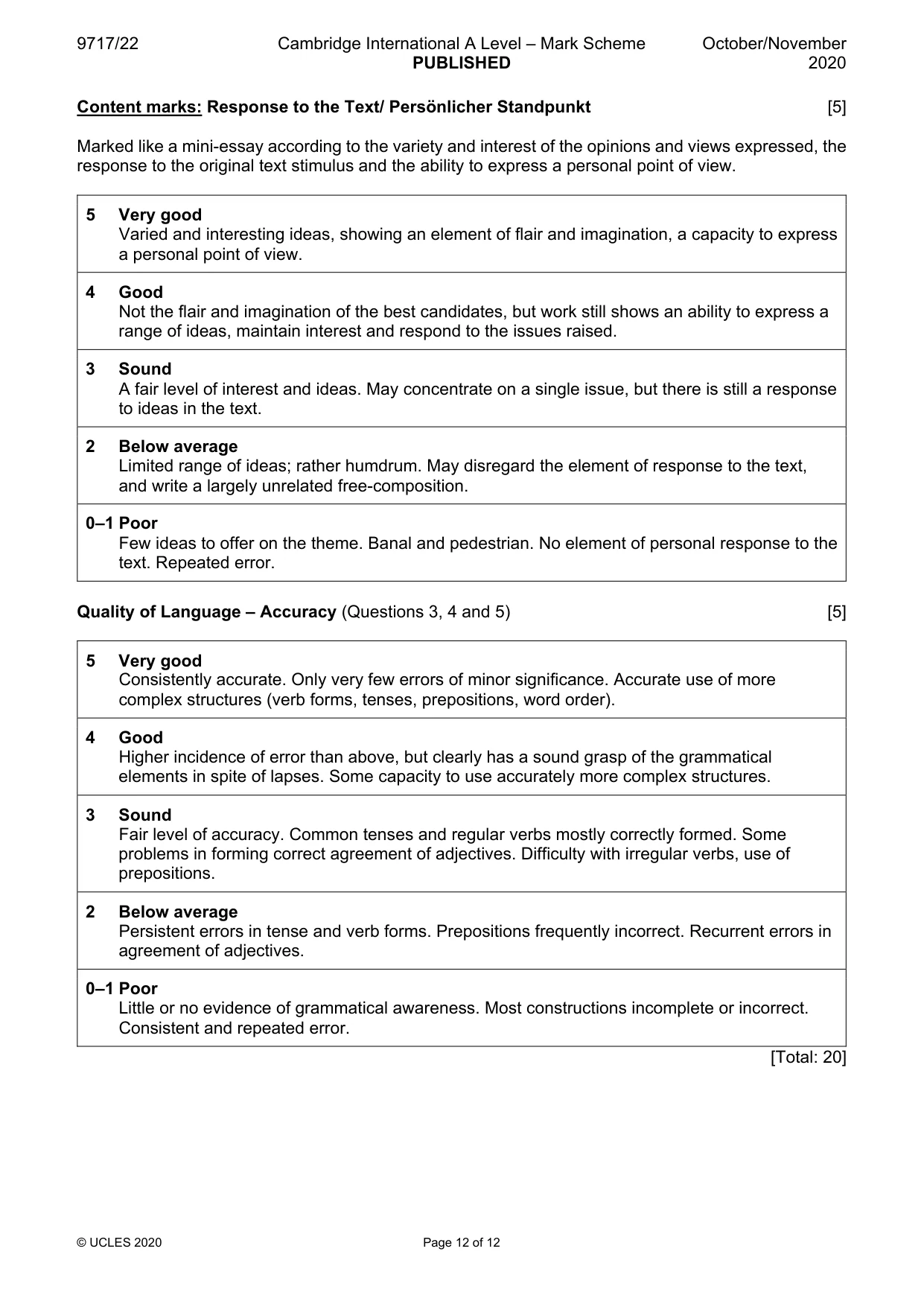 Mark scheme, page 12 of 12