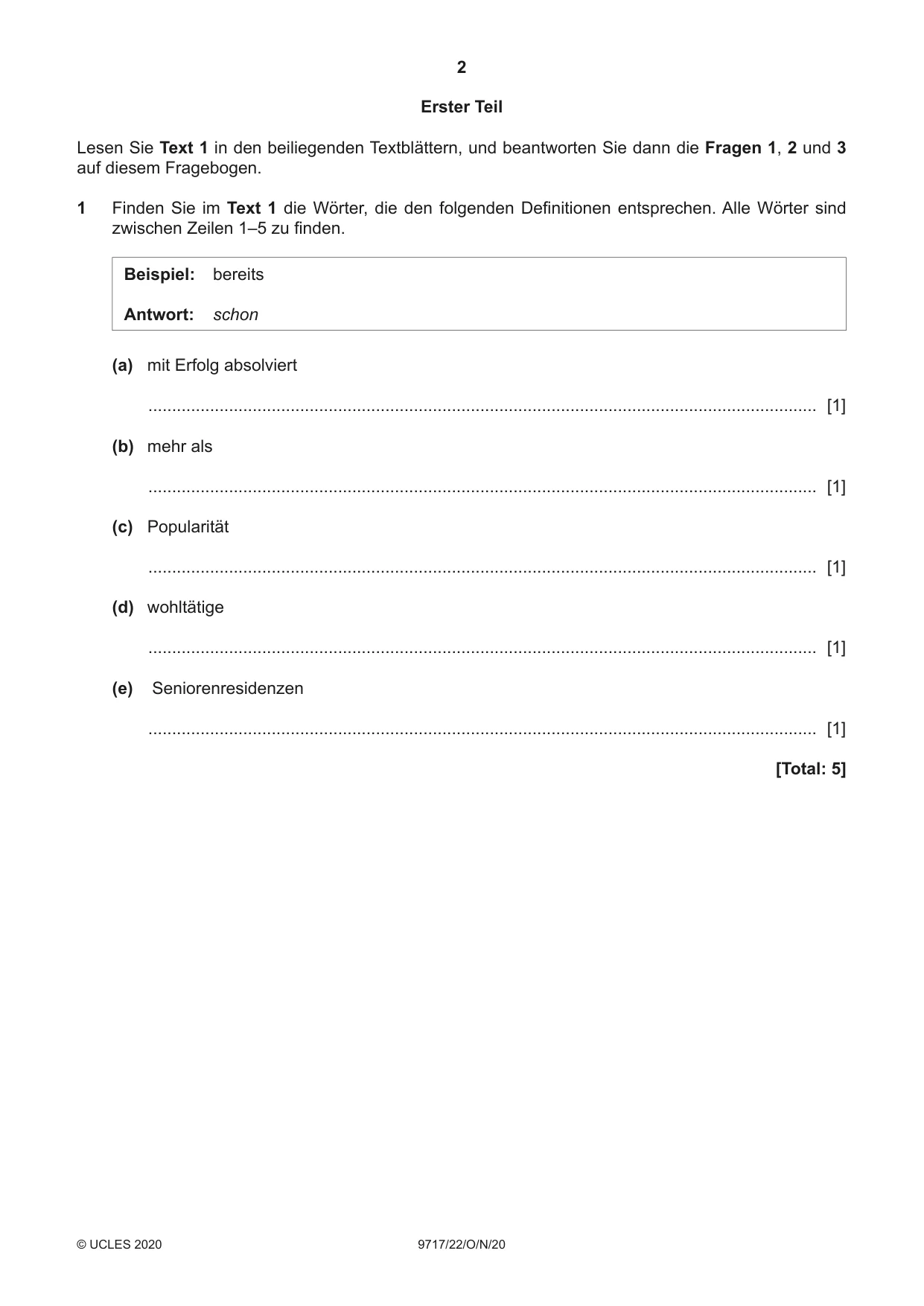 Cambridge A Level German (A Level only) 9717 2020 Oct/Nov Paper 2 · Variant 2 question paper, page 2 of 12