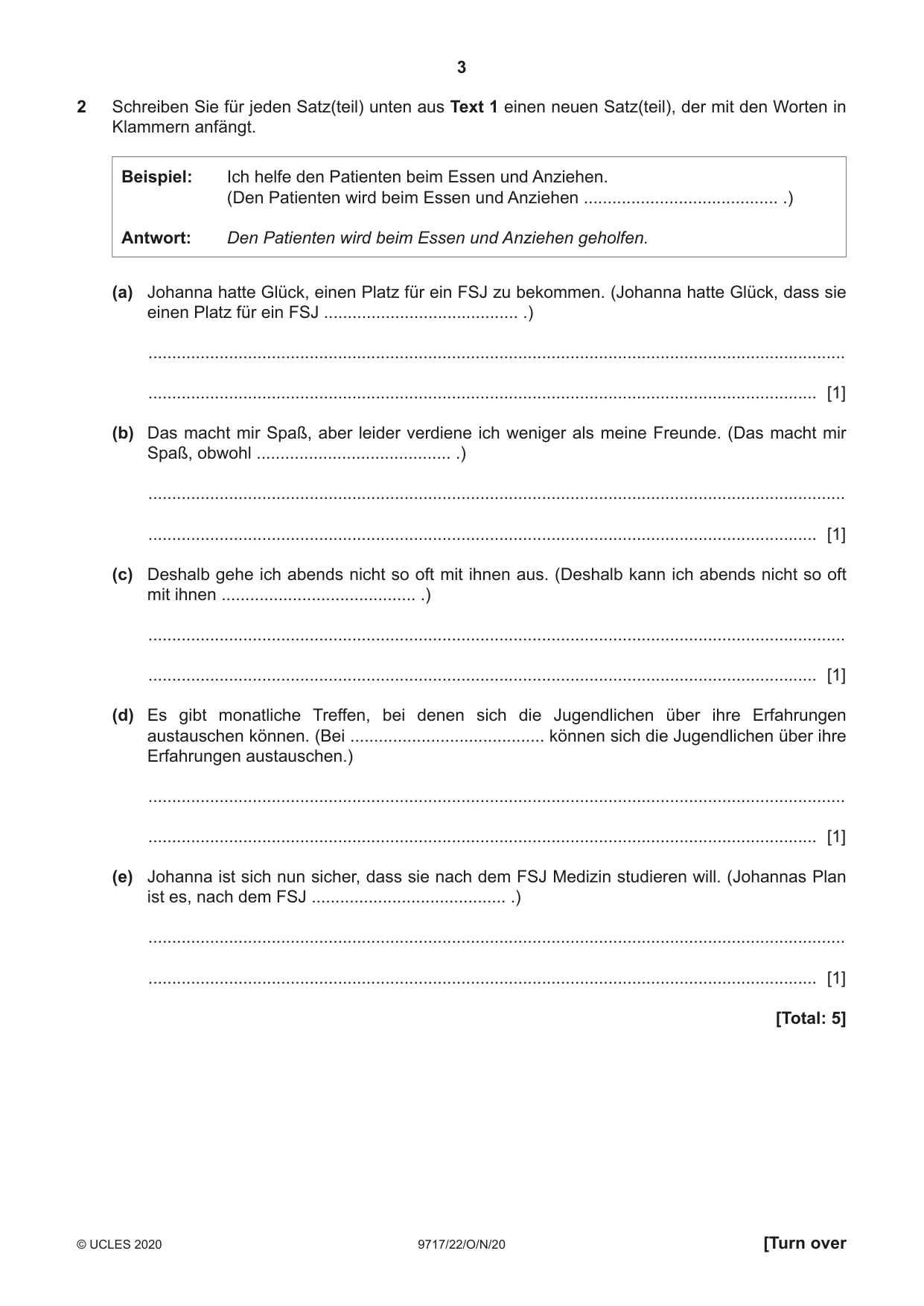 Cambridge A Level German (A Level only) 9717 2020 Oct/Nov Paper 2 · Variant 2 question paper, page 3 of 12