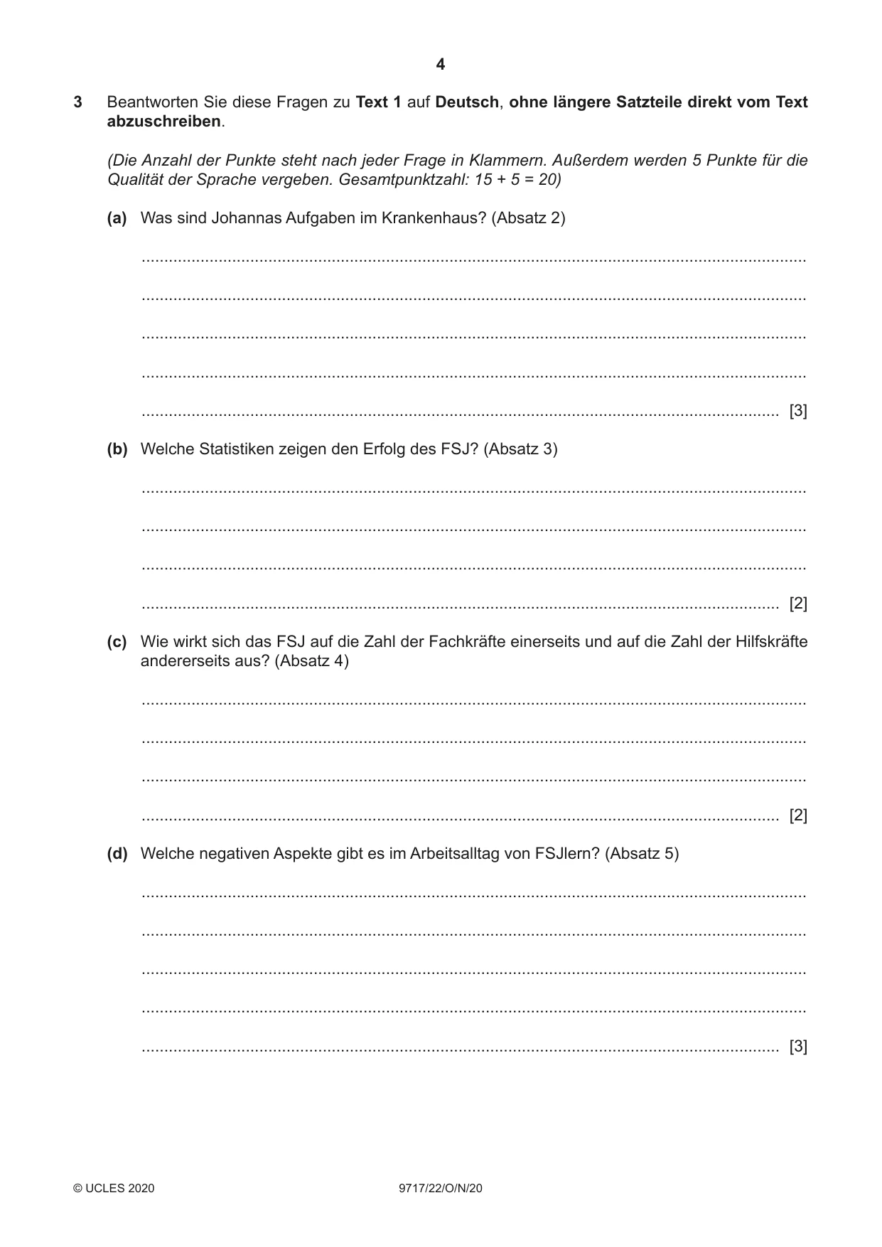 Cambridge A Level German (A Level only) 9717 2020 Oct/Nov Paper 2 · Variant 2 question paper, page 4 of 12