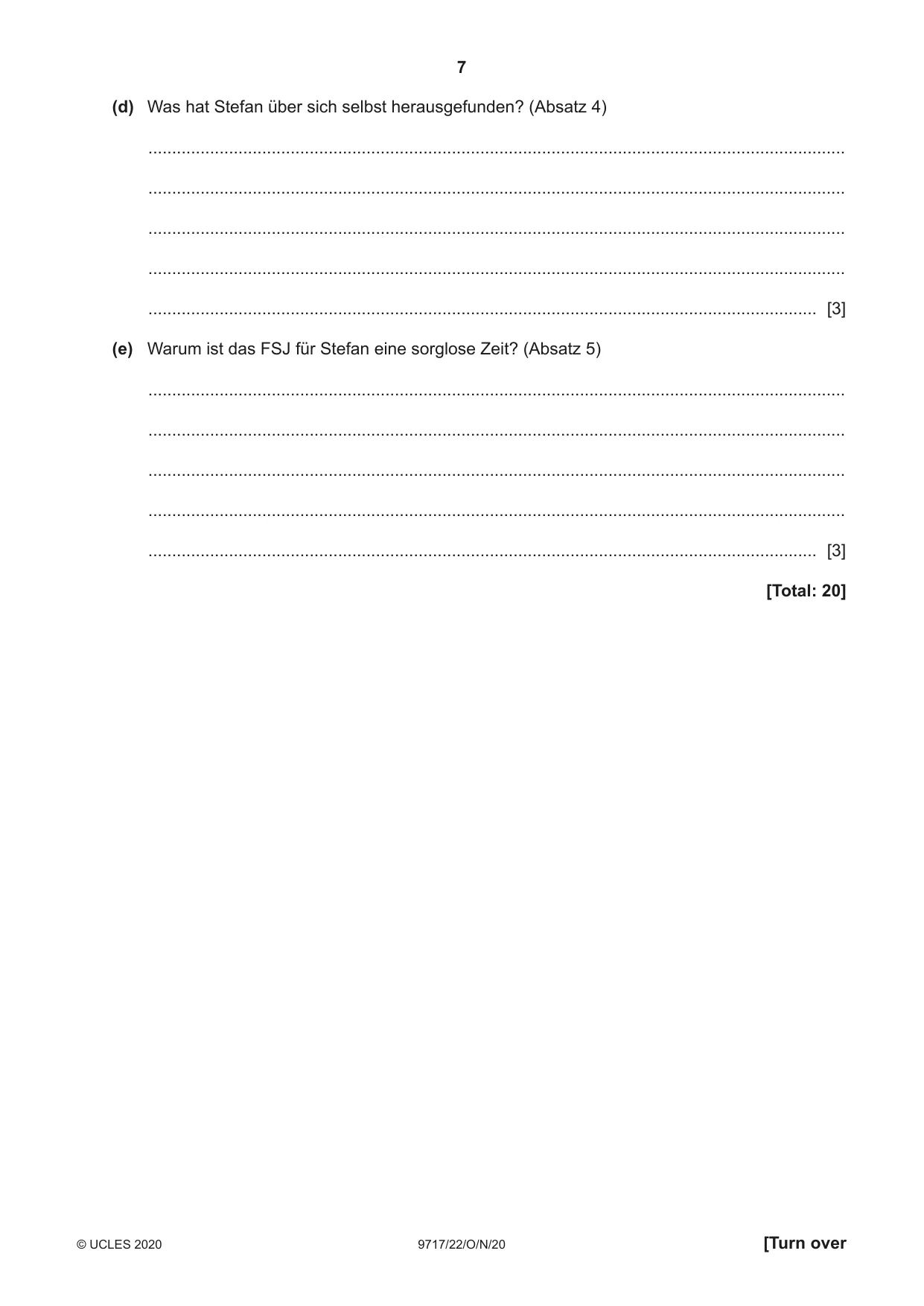 Cambridge A Level German (A Level only) 9717 2020 Oct/Nov Paper 2 · Variant 2 question paper, page 7 of 12