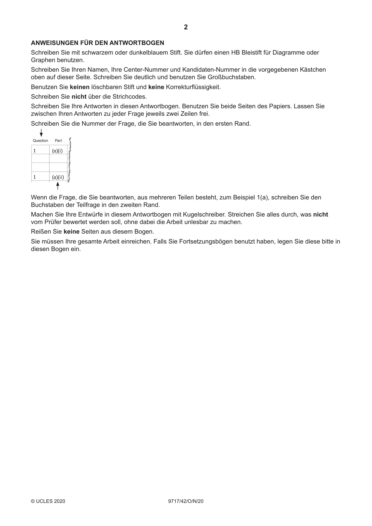 Cambridge A Level German (A Level only) 9717 2020 Oct/Nov Paper 4 · Variant 2 question paper, page 2 of 8