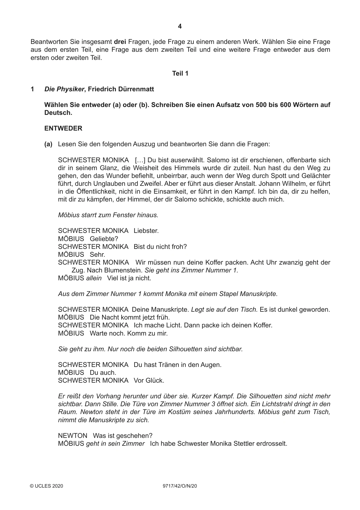 Cambridge A Level German (A Level only) 9717 2020 Oct/Nov Paper 4 · Variant 2 question paper, page 4 of 8