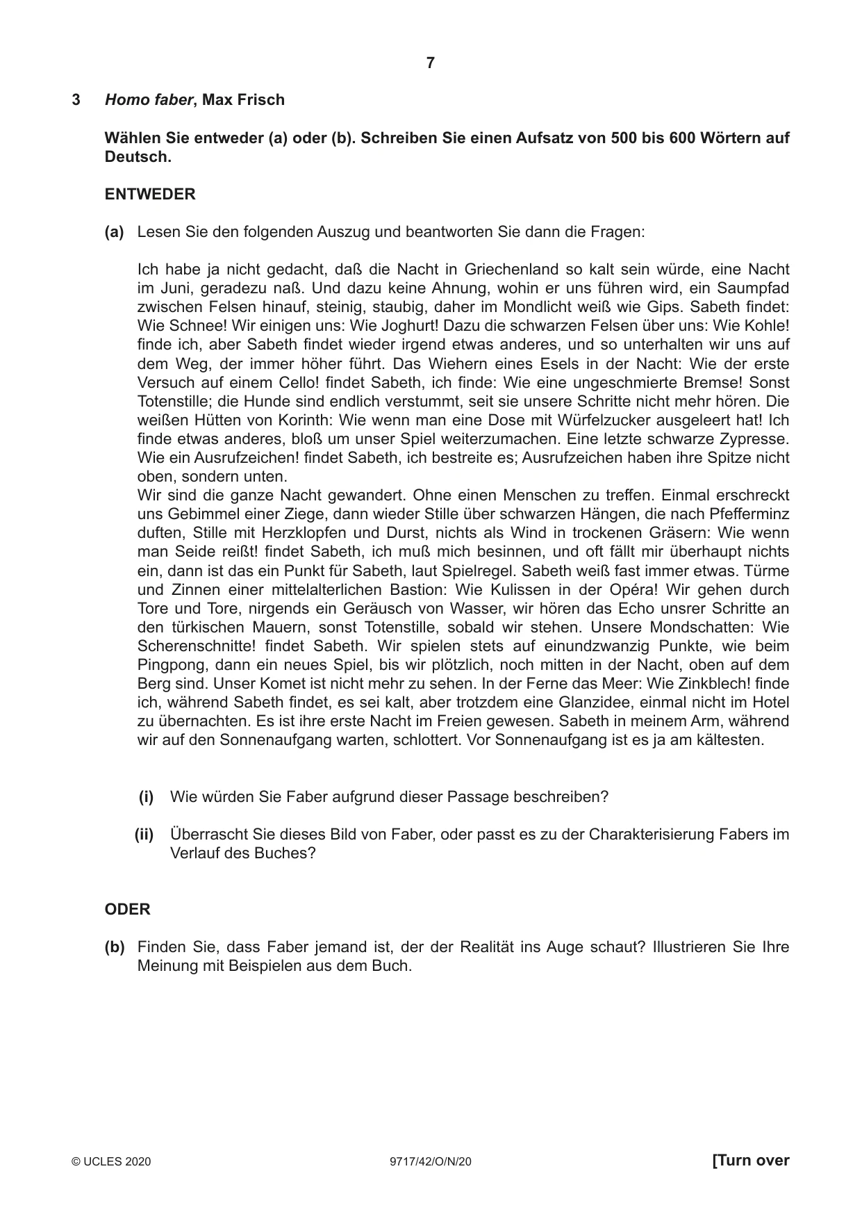 Cambridge A Level German (A Level only) 9717 2020 Oct/Nov Paper 4 · Variant 2 question paper, page 7 of 8