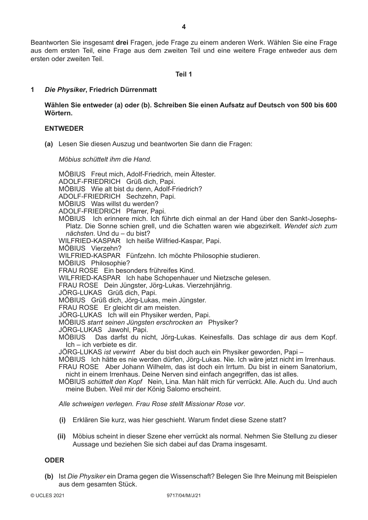 Cambridge A Level German (A Level only) 9717 2021 May/June Paper 4 · Variant 0 question paper, page 4 of 8