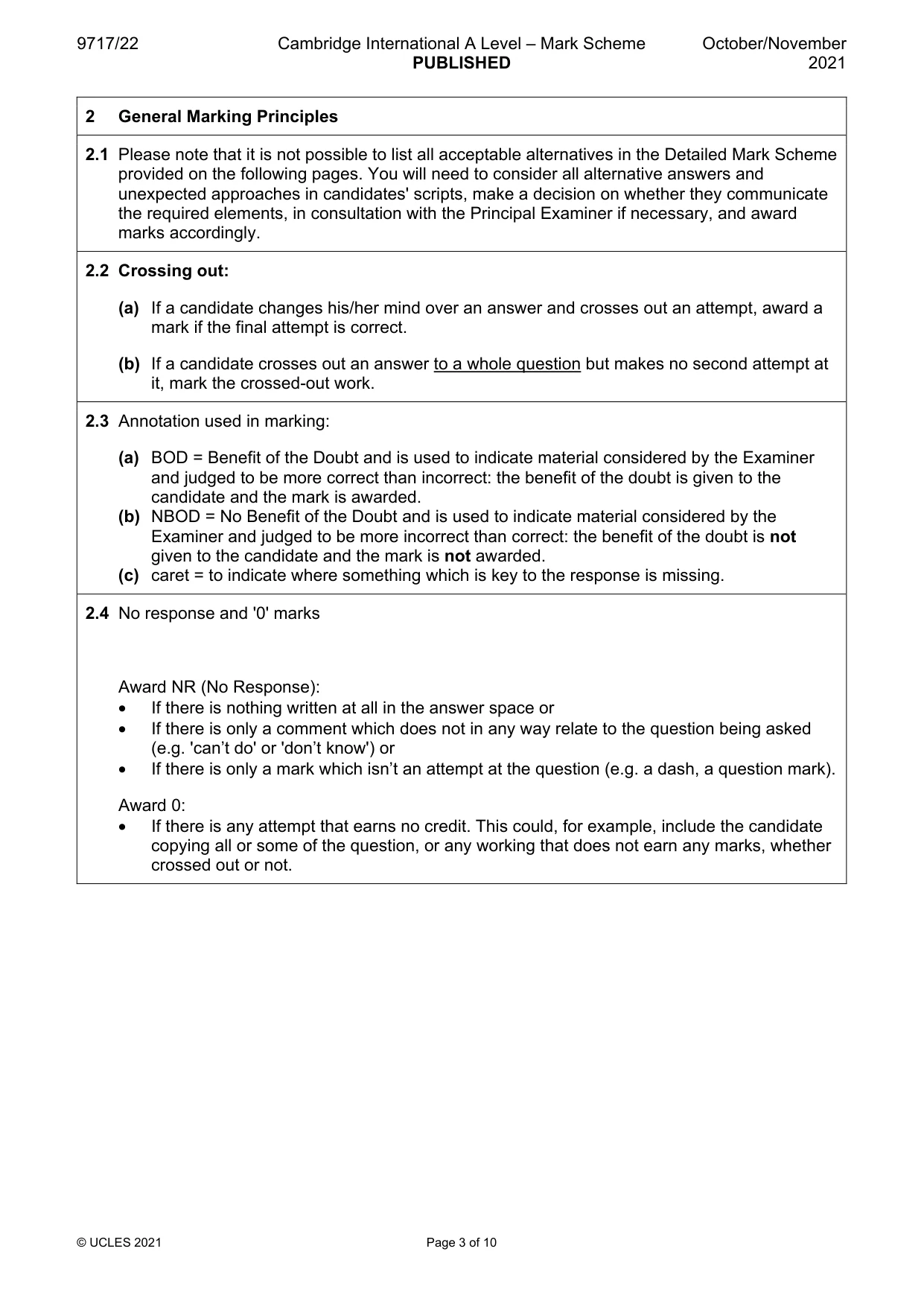 Mark scheme, page 3 of 10
