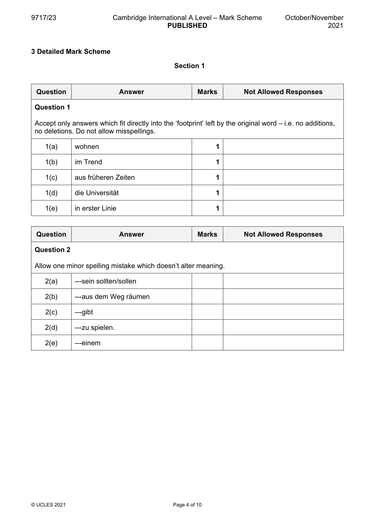Mark scheme, page 4 of 10