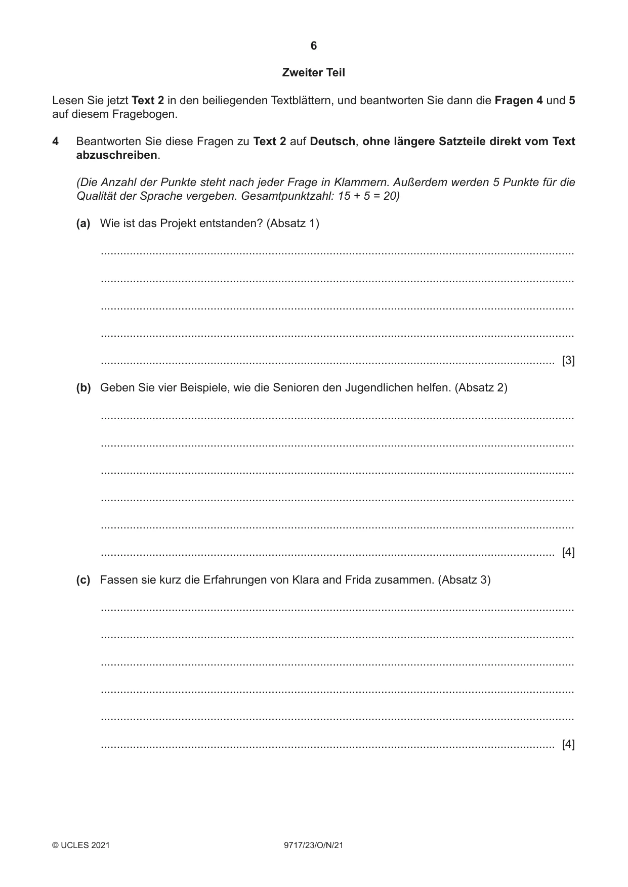 Cambridge A Level German (A Level only) 9717 2021 Oct/Nov Paper 2 · Variant 3 question paper, page 6 of 12