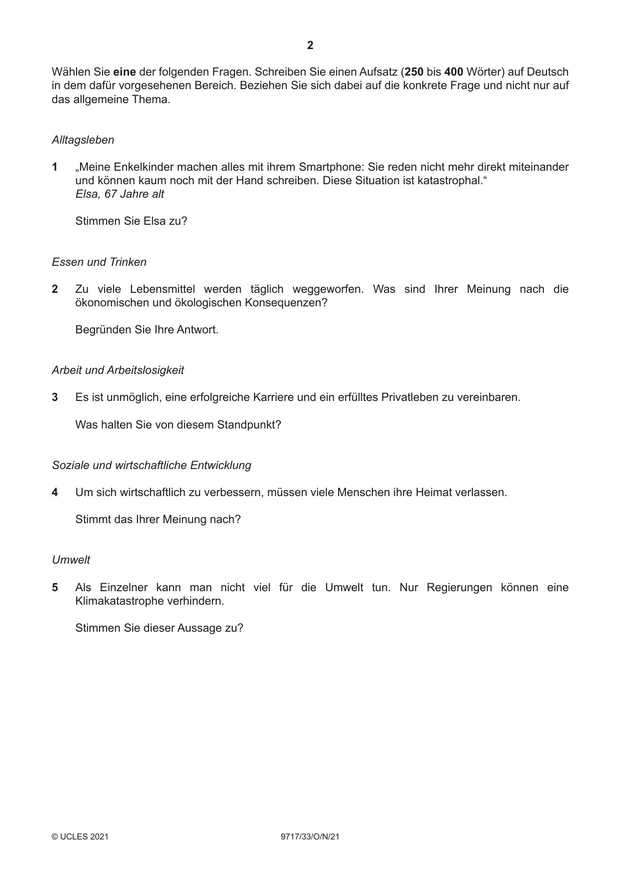 Cambridge A Level German (A Level only) 9717 2021 Oct/Nov Paper 3 · Variant 3 question paper, page 2 of 8