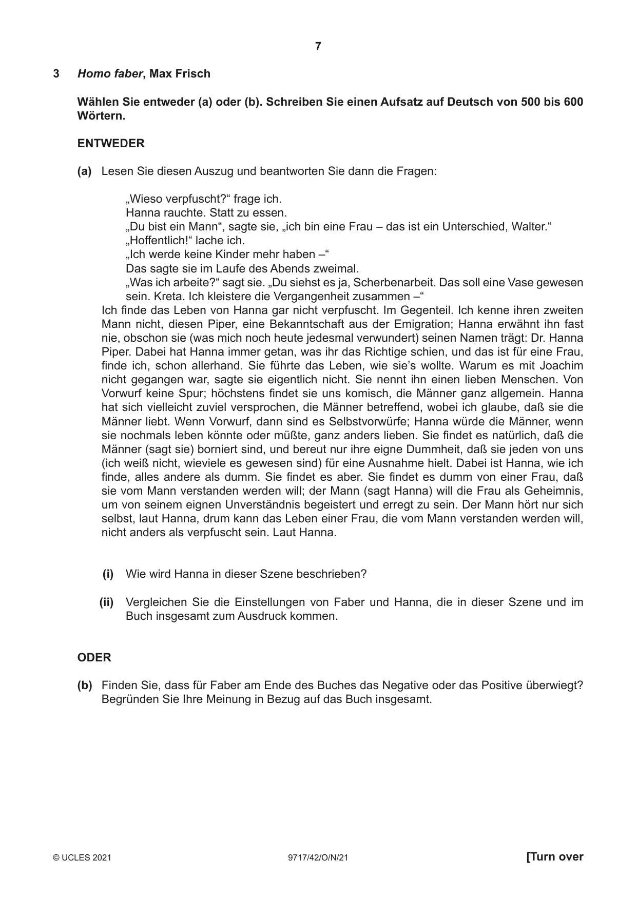 Cambridge A Level German (A Level only) 9717 2021 Oct/Nov Paper 4 · Variant 2 question paper, page 7 of 8