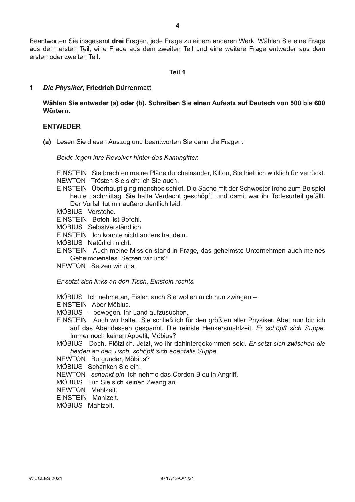 Cambridge A Level German (A Level only) 9717 2021 Oct/Nov Paper 4 · Variant 3 question paper, page 4 of 8