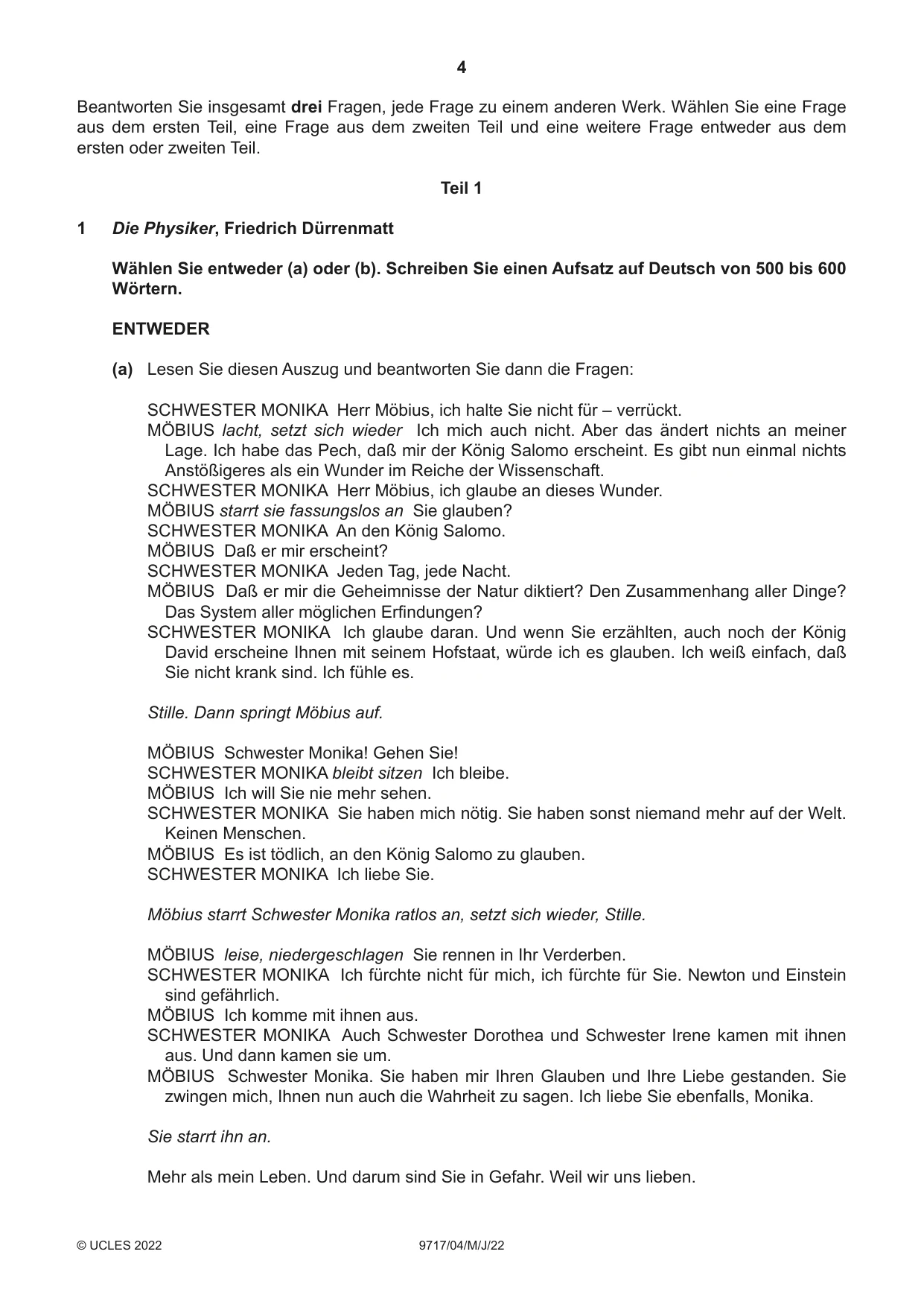 Cambridge A Level German (A Level only) 9717 2022 May/June Paper 4 · Variant 0 question paper, page 4 of 8