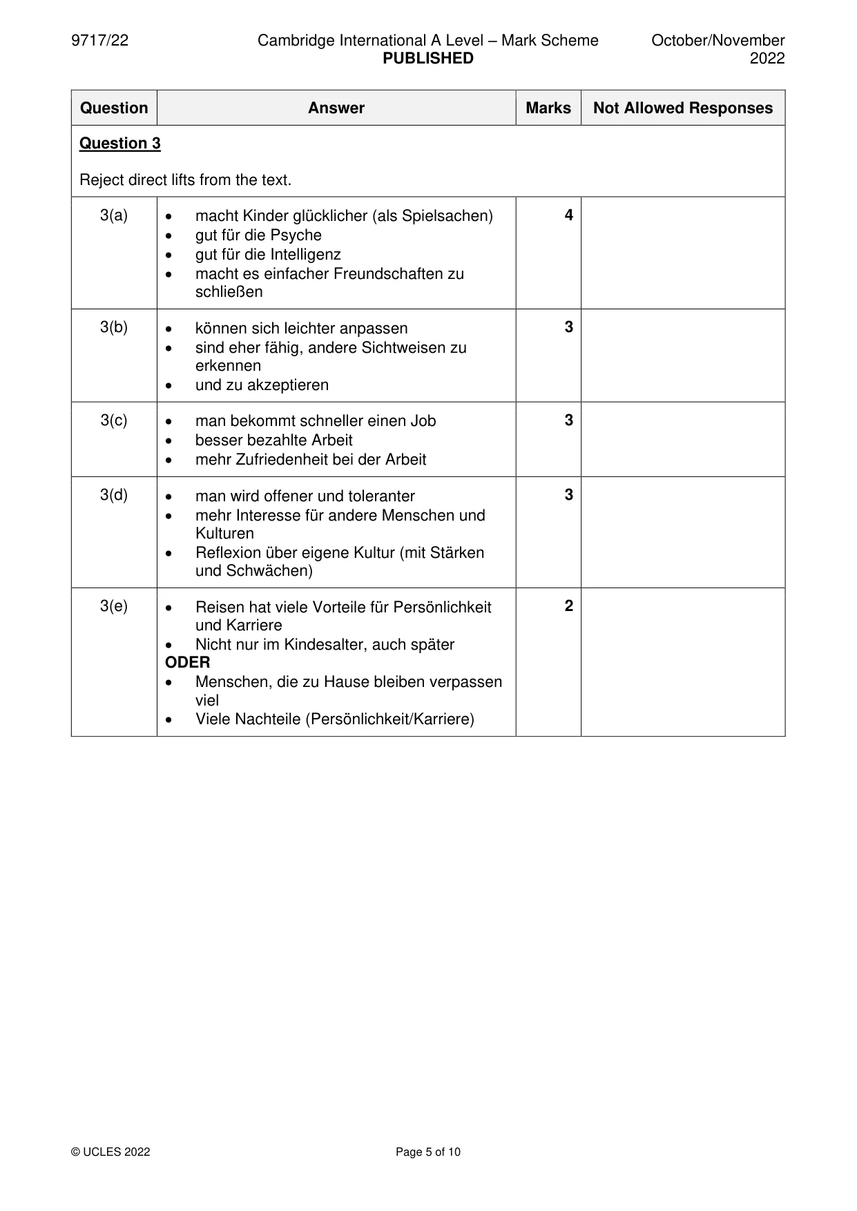 Mark scheme, page 5 of 10