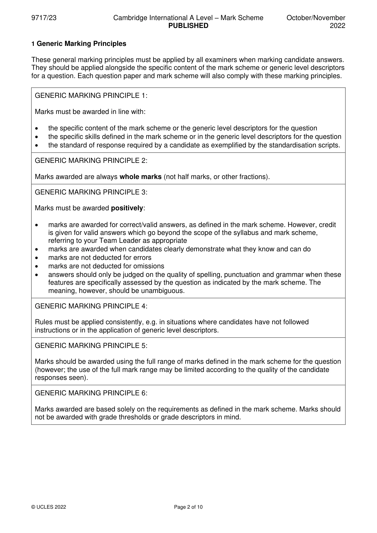 Mark scheme, page 2 of 10