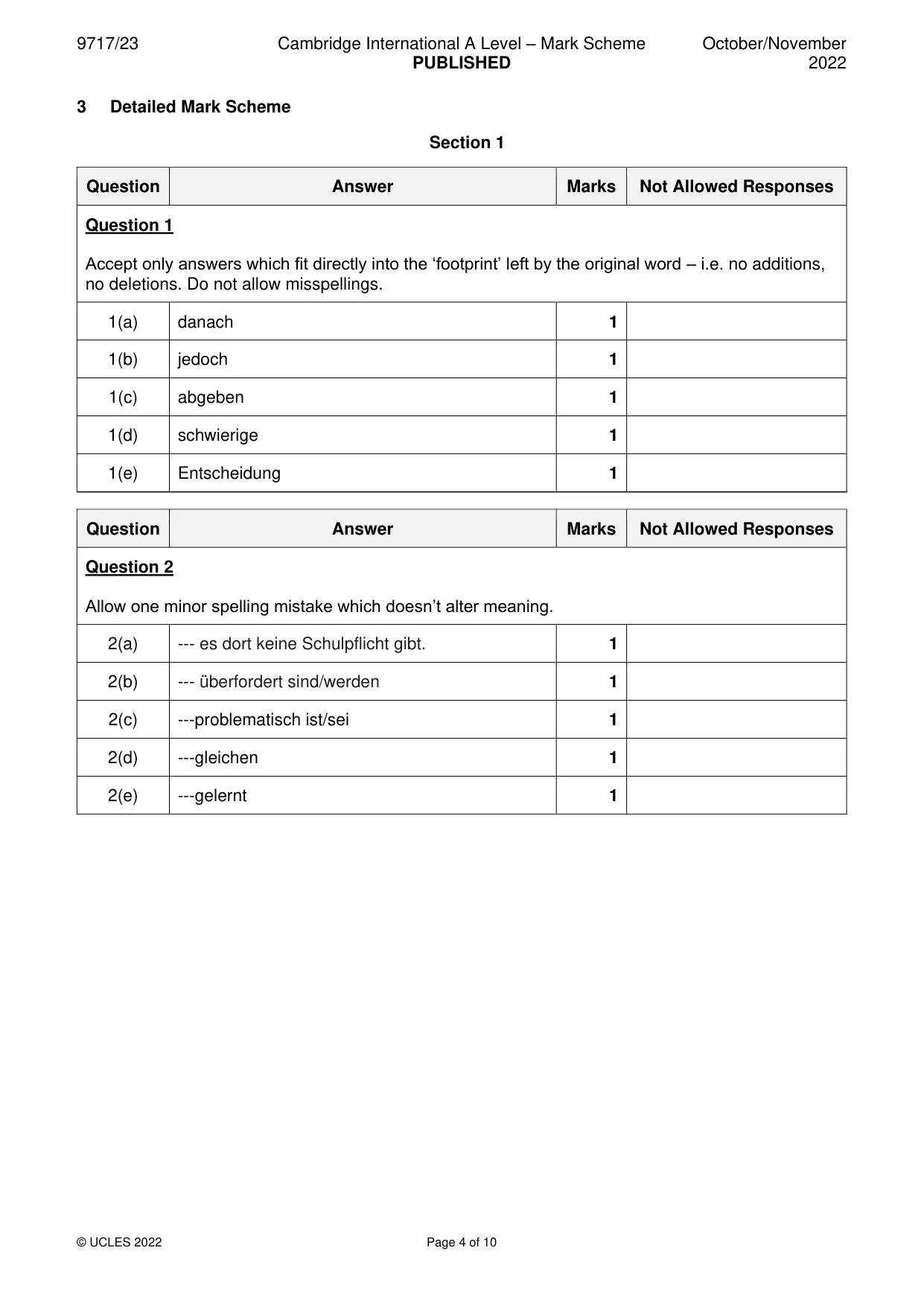 Mark scheme, page 4 of 10