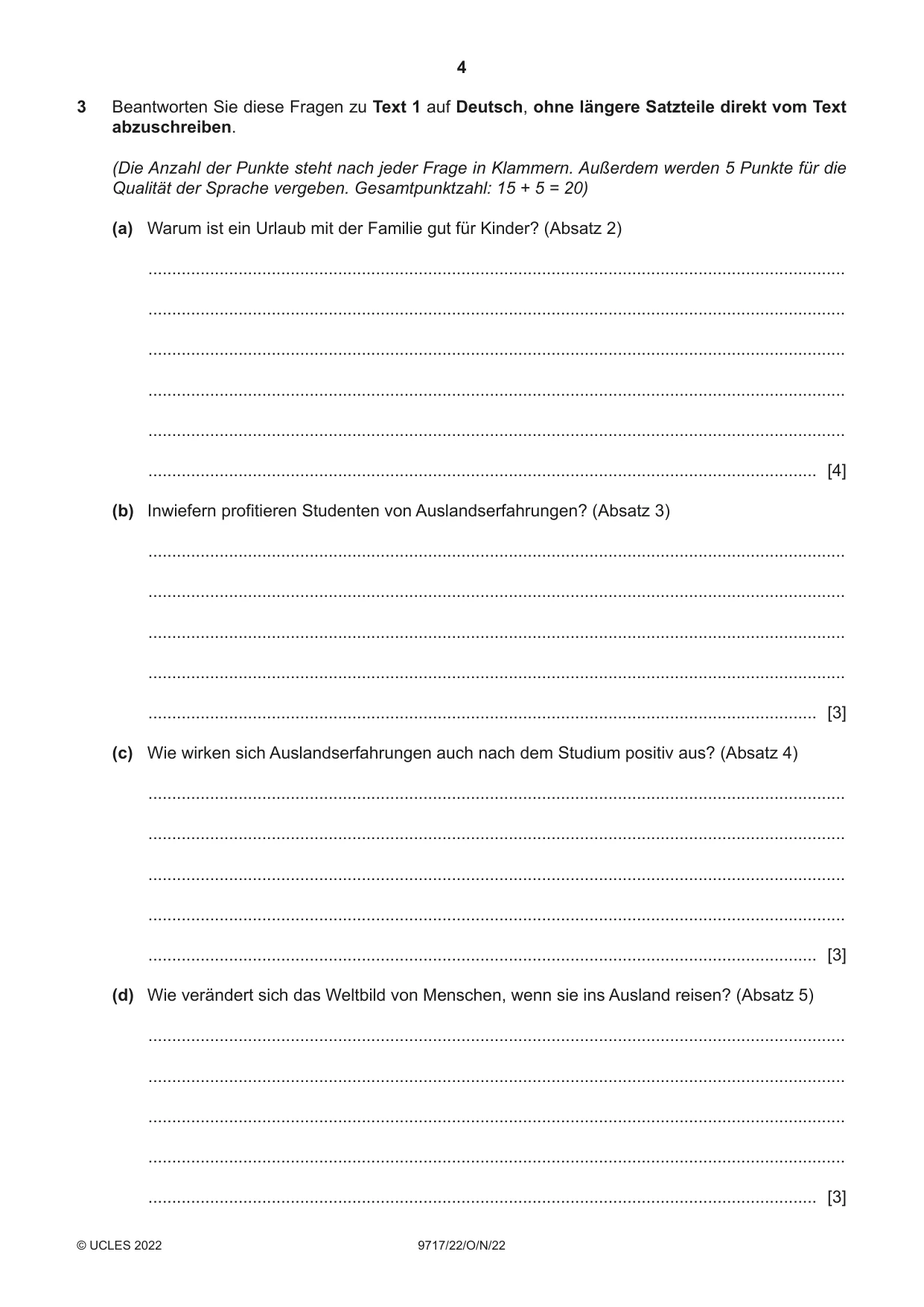 Cambridge A Level German (A Level only) 9717 2022 Oct/Nov Paper 2 · Variant 2 question paper, page 4 of 12