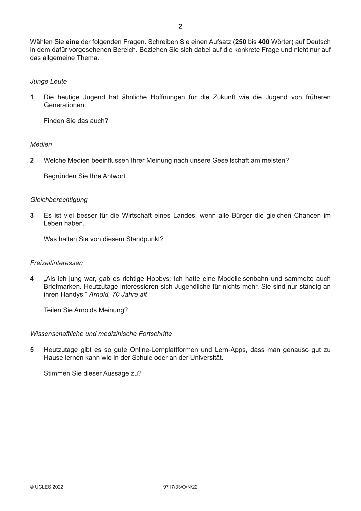Cambridge A Level German (A Level only) 9717 2022 Oct/Nov Paper 3 · Variant 3 question paper, page 2 of 8
