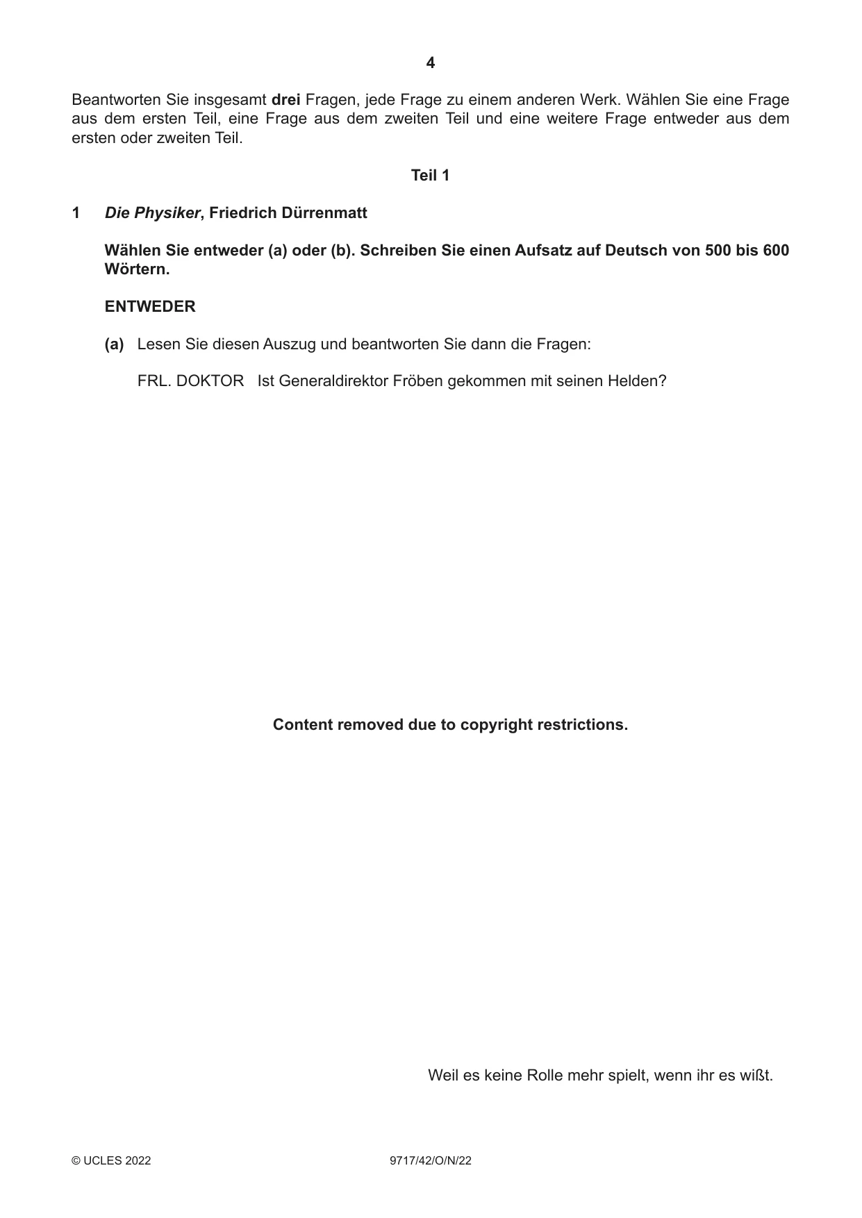 Cambridge A Level German (A Level only) 9717 2022 Oct/Nov Paper 4 · Variant 2 question paper, page 4 of 8
