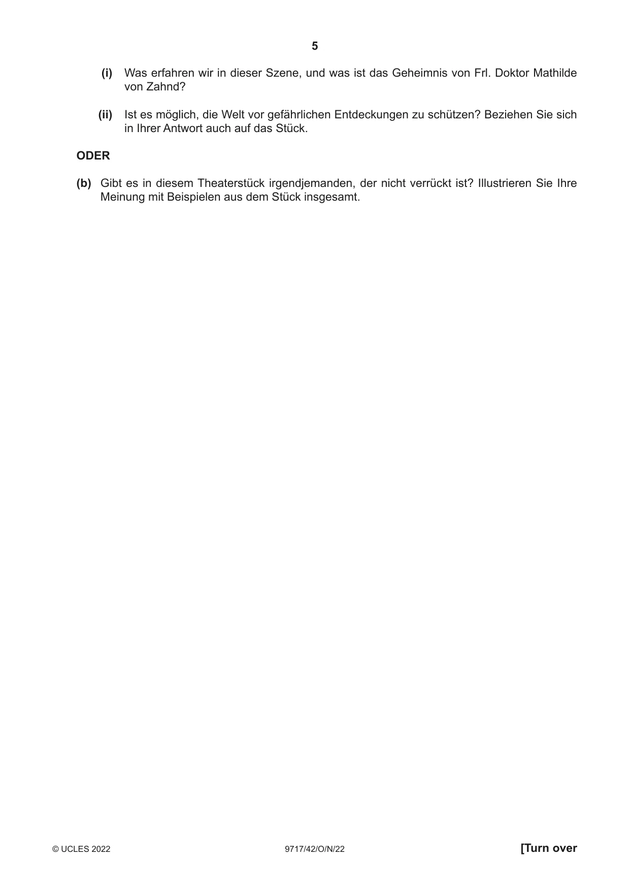 Cambridge A Level German (A Level only) 9717 2022 Oct/Nov Paper 4 · Variant 2 question paper, page 5 of 8