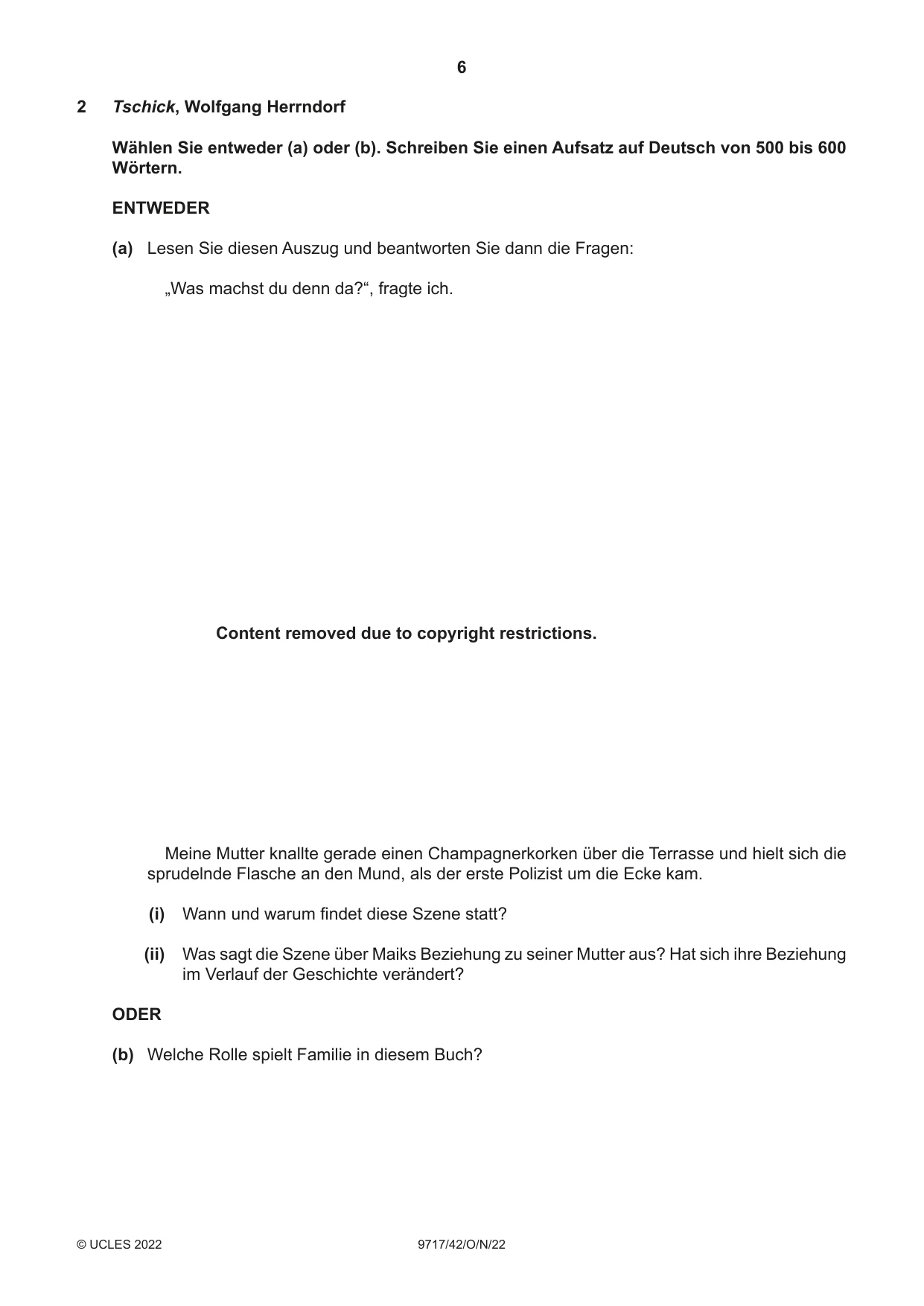 Cambridge A Level German (A Level only) 9717 2022 Oct/Nov Paper 4 · Variant 2 question paper, page 6 of 8