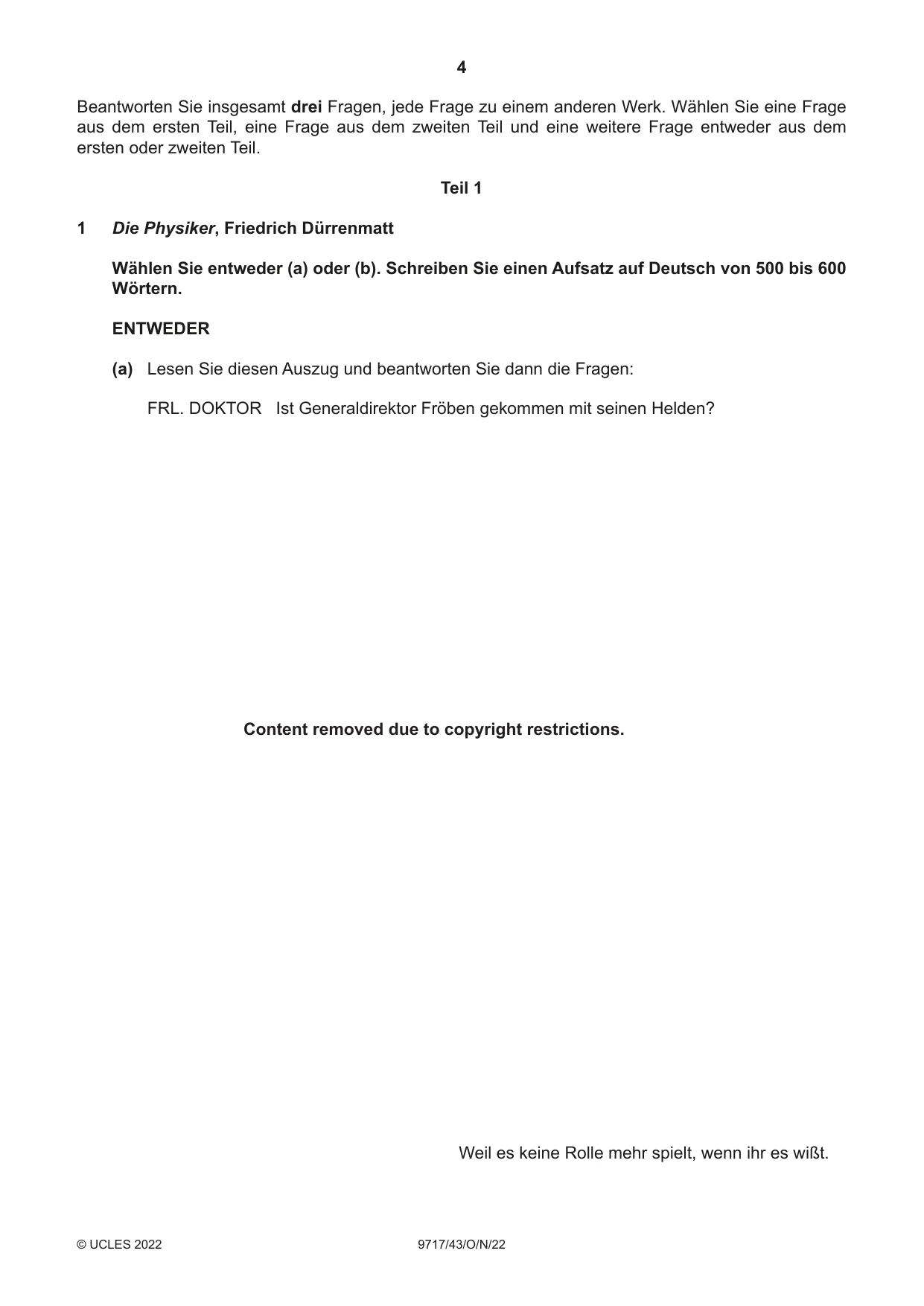 Cambridge A Level German (A Level only) 9717 2022 Oct/Nov Paper 4 · Variant 3 question paper, page 4 of 8