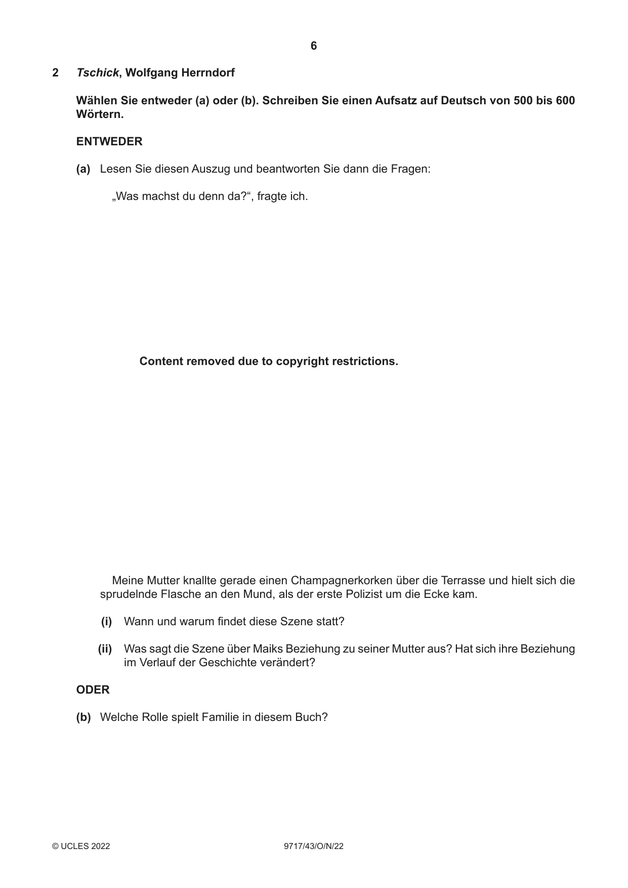 Cambridge A Level German (A Level only) 9717 2022 Oct/Nov Paper 4 · Variant 3 question paper, page 6 of 8