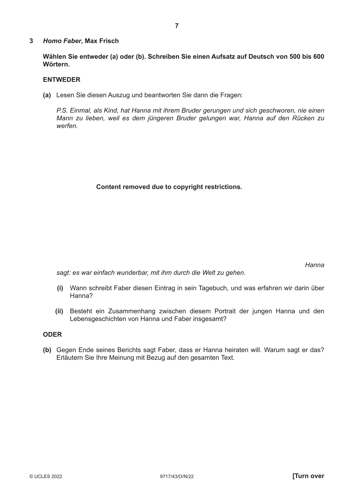 Cambridge A Level German (A Level only) 9717 2022 Oct/Nov Paper 4 · Variant 3 question paper, page 7 of 8