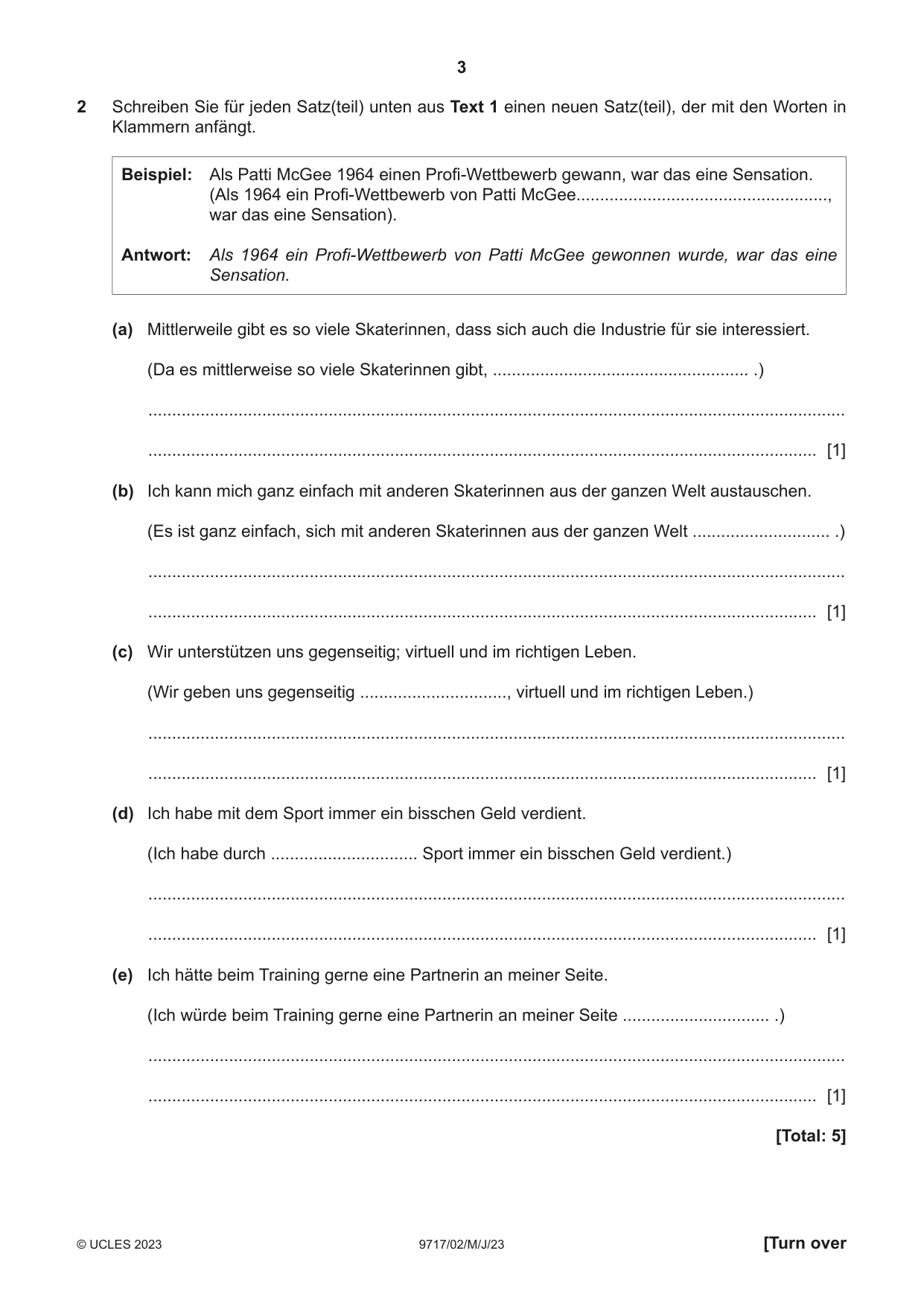 Cambridge A Level German (A Level only) 9717 2023 May/June Paper 2 · Variant 0 question paper, page 3 of 12