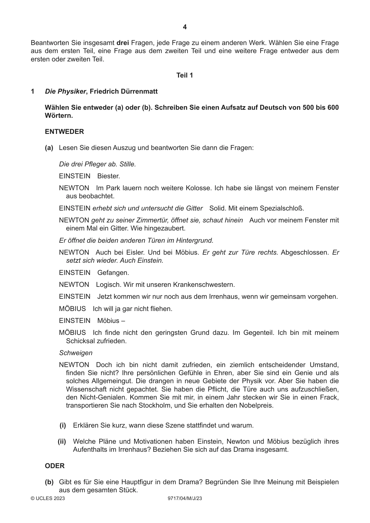 Cambridge A Level German (A Level only) 9717 2023 May/June Paper 4 · Variant 0 question paper, page 4 of 8