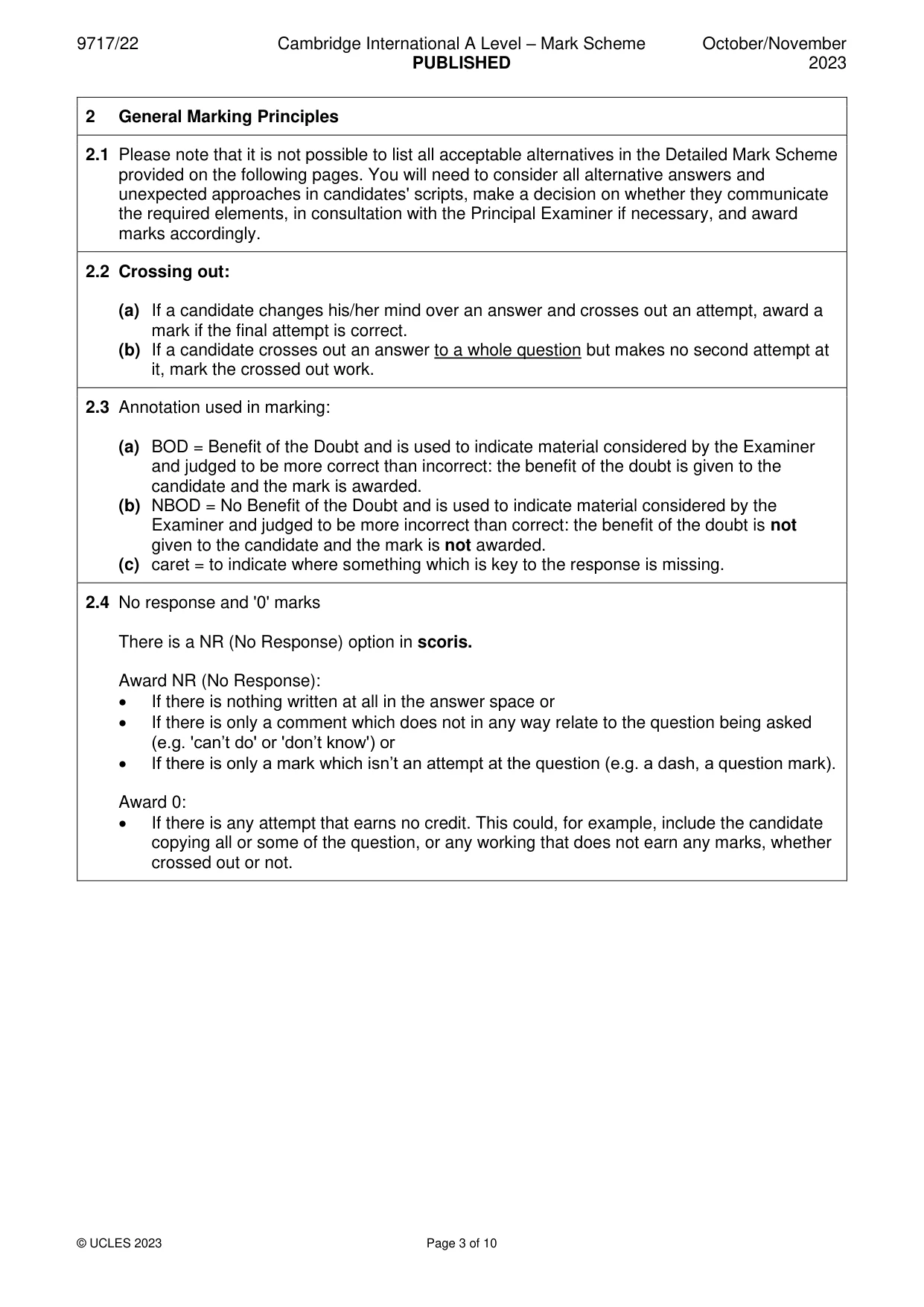 Mark scheme, page 3 of 10