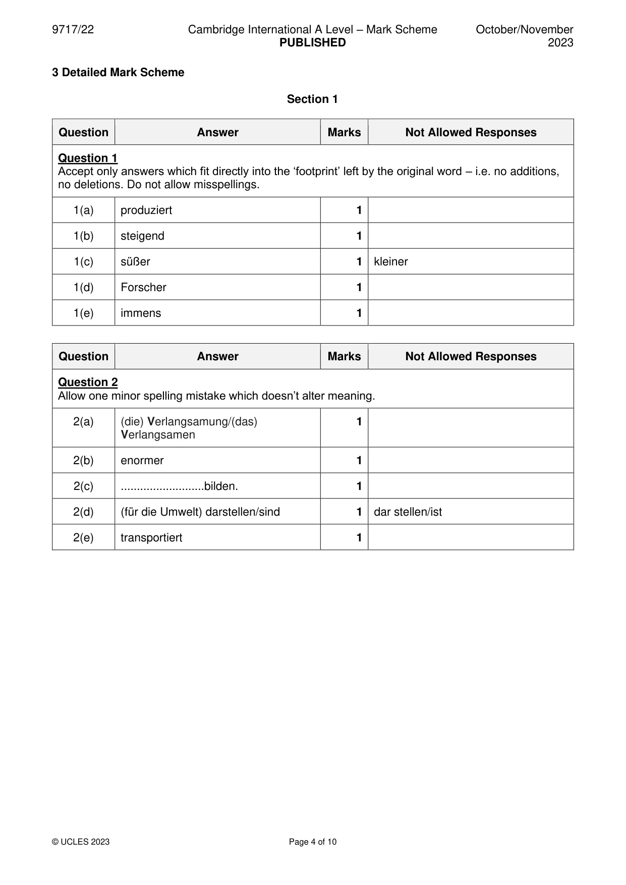 Mark scheme, page 4 of 10