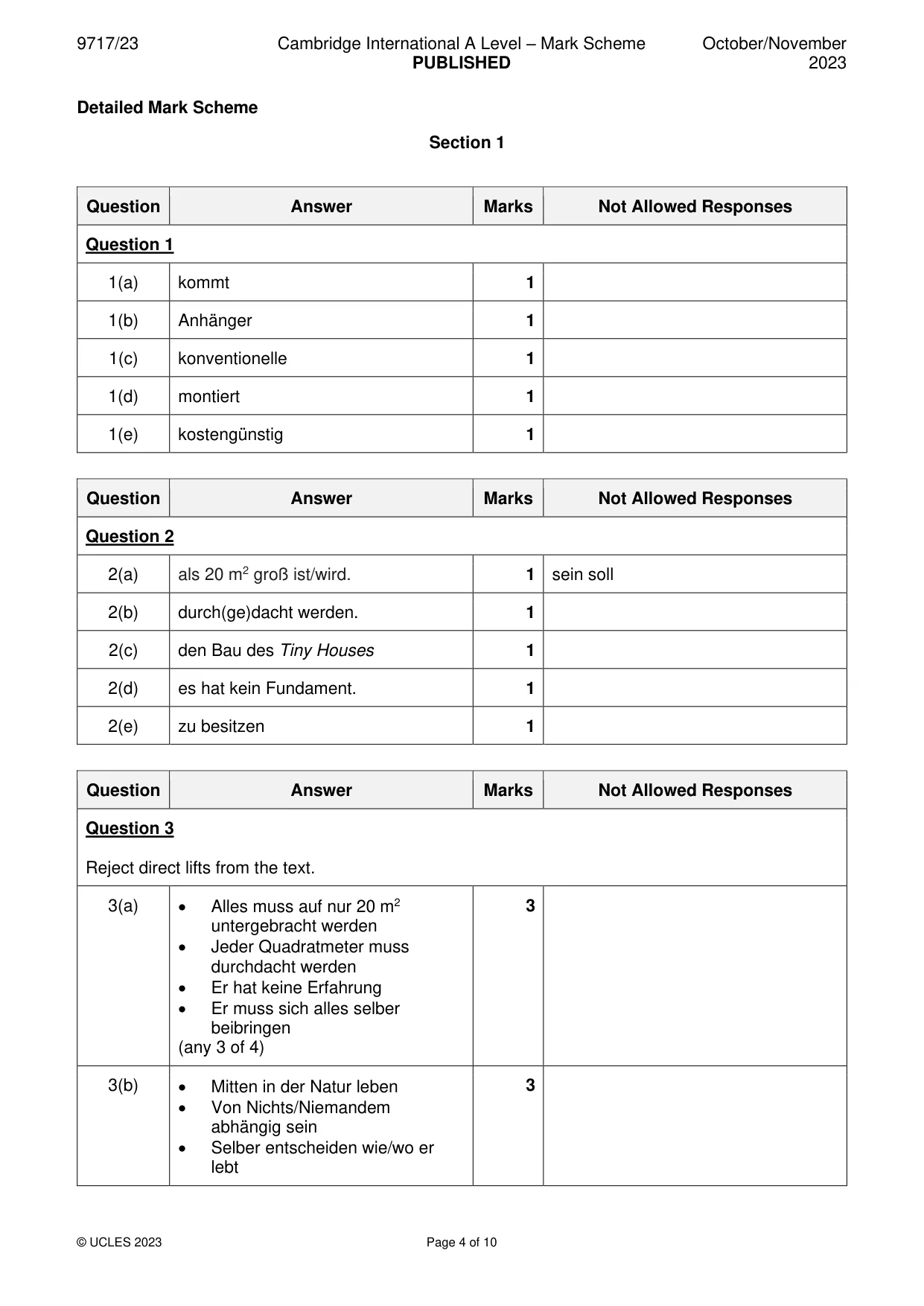 Mark scheme, page 4 of 10