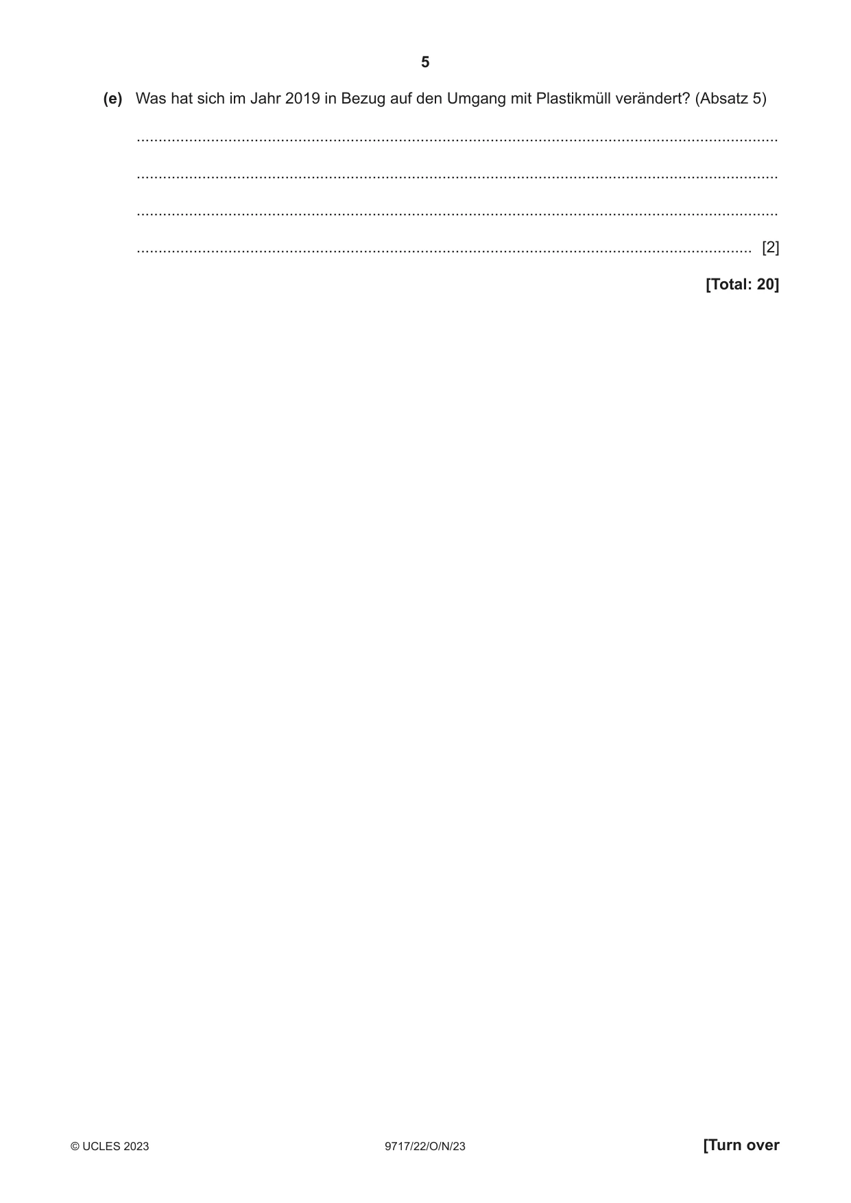 Cambridge A Level German (A Level only) 9717 2023 Oct/Nov Paper 2 · Variant 2 question paper, page 5 of 12